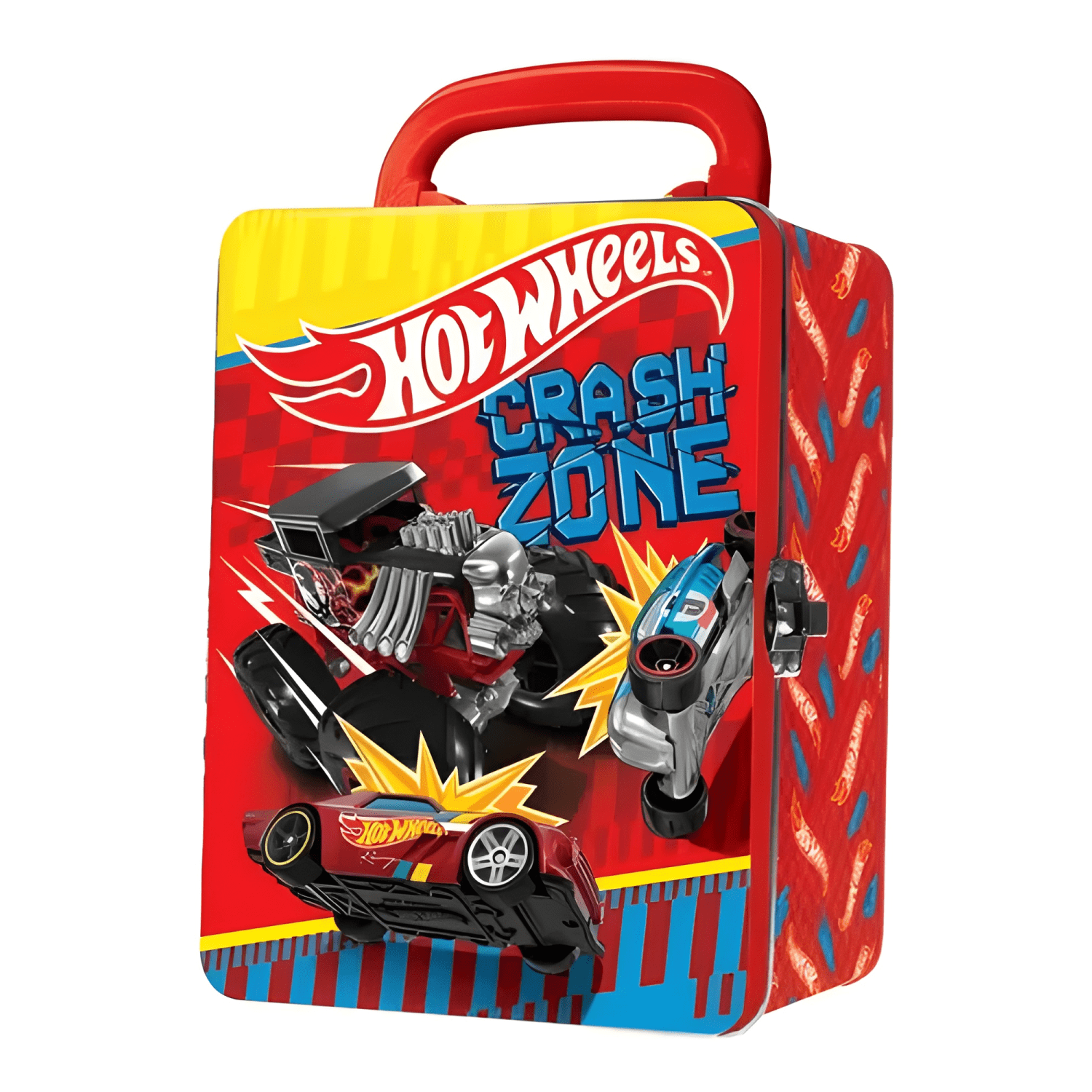 Pack 3 autos Hot Wheels con caja metálica porta autos-1
