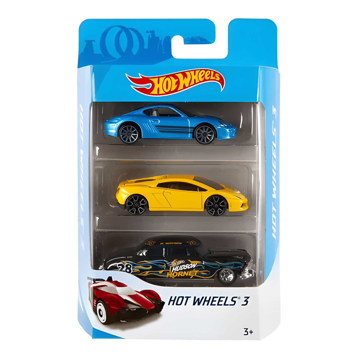 Pack 3 autos Hot Wheels con caja metálica porta autos-4