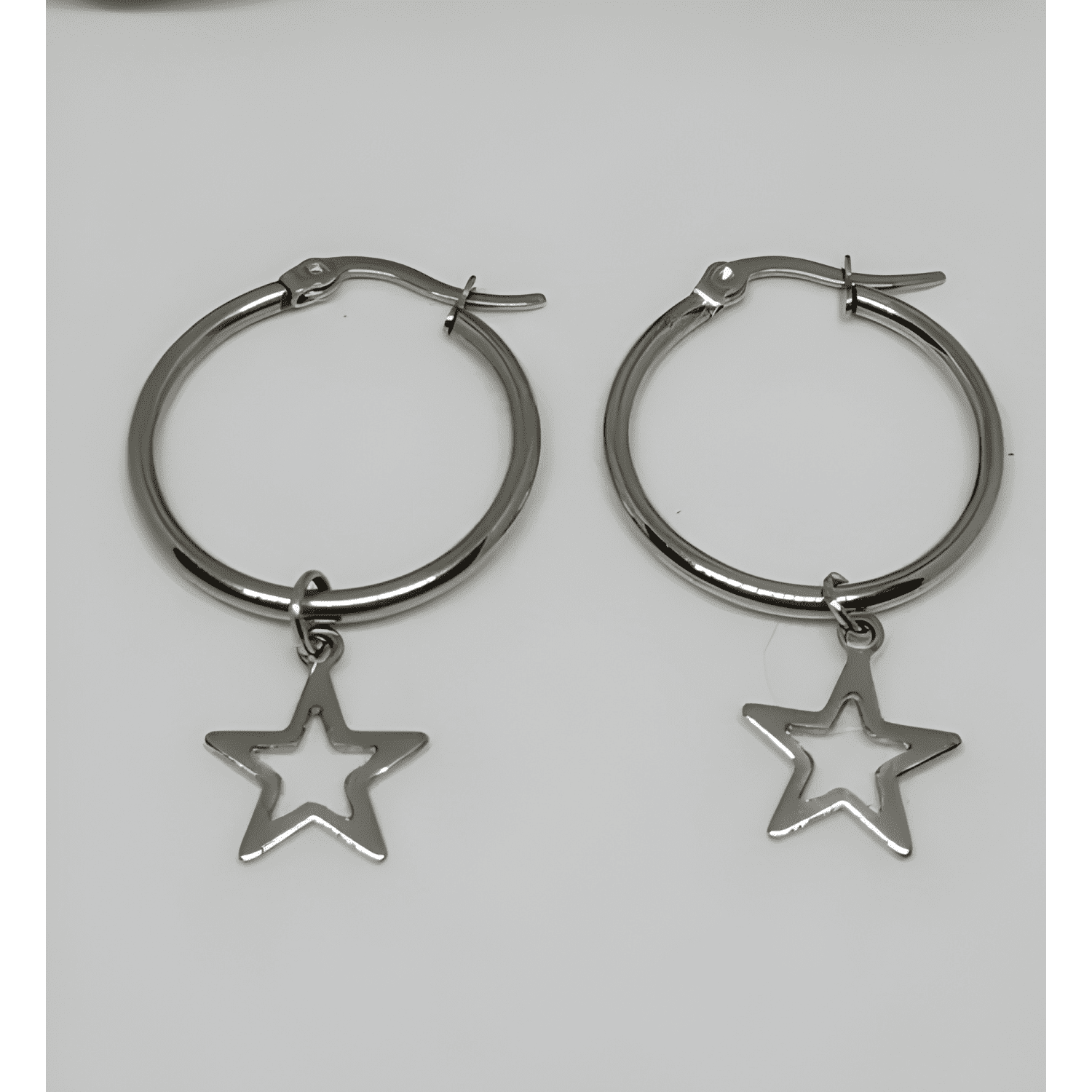 Aros Argollas C-dije Estrella Acero Quirúr Argaces 30mm 1pr-3