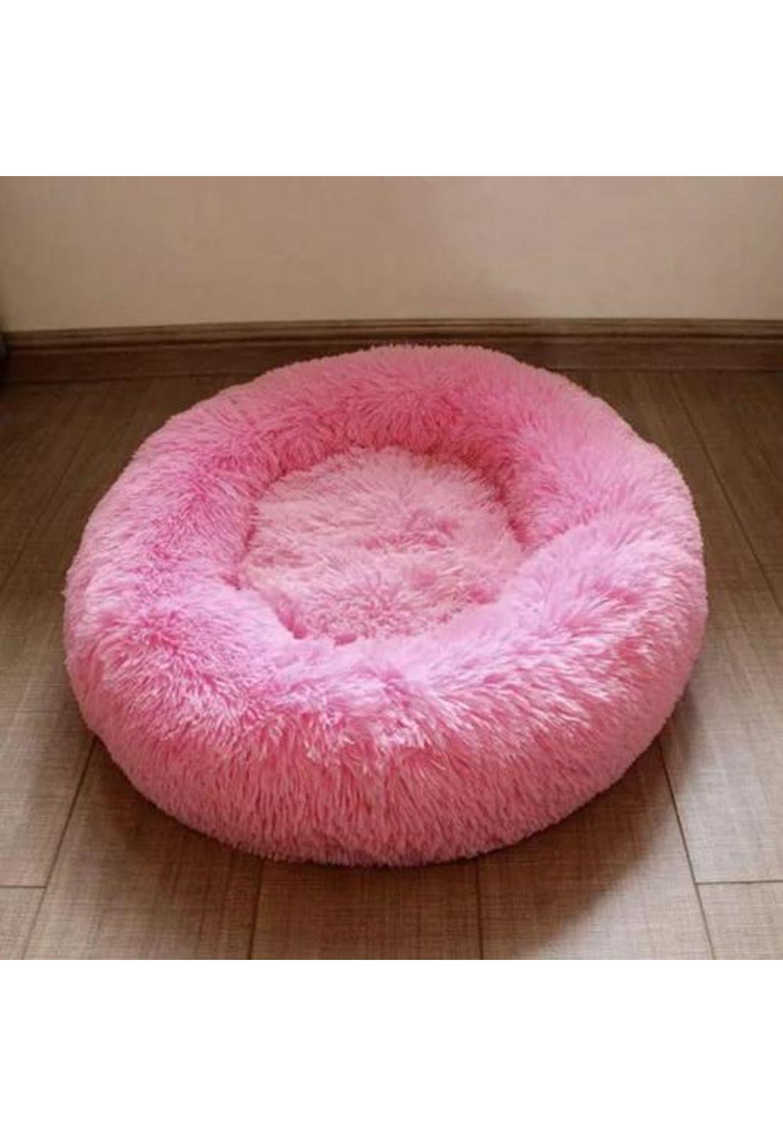 Cama antiestrés de felpa para perros y gatos 50 cm rosado-6