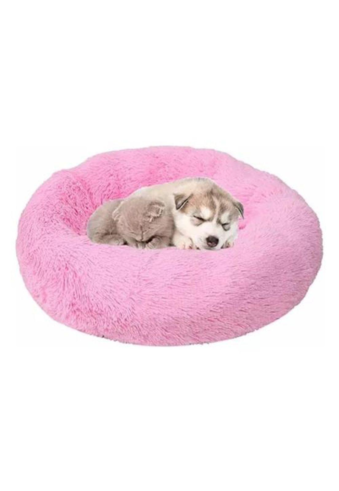 Cama antiestrés de felpa para perros y gatos 50 cm rosado-8
