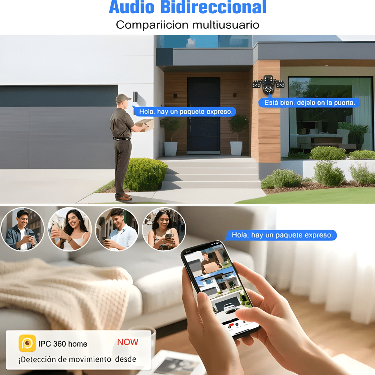 2nlf® Cámaras de Seguridad Wifi Exterior Ip 360° Tres Lentes-3