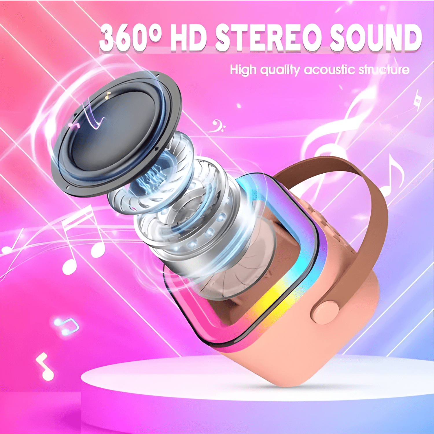Mini parlante karaoke efectos sonidos luz led + 2 #1-3