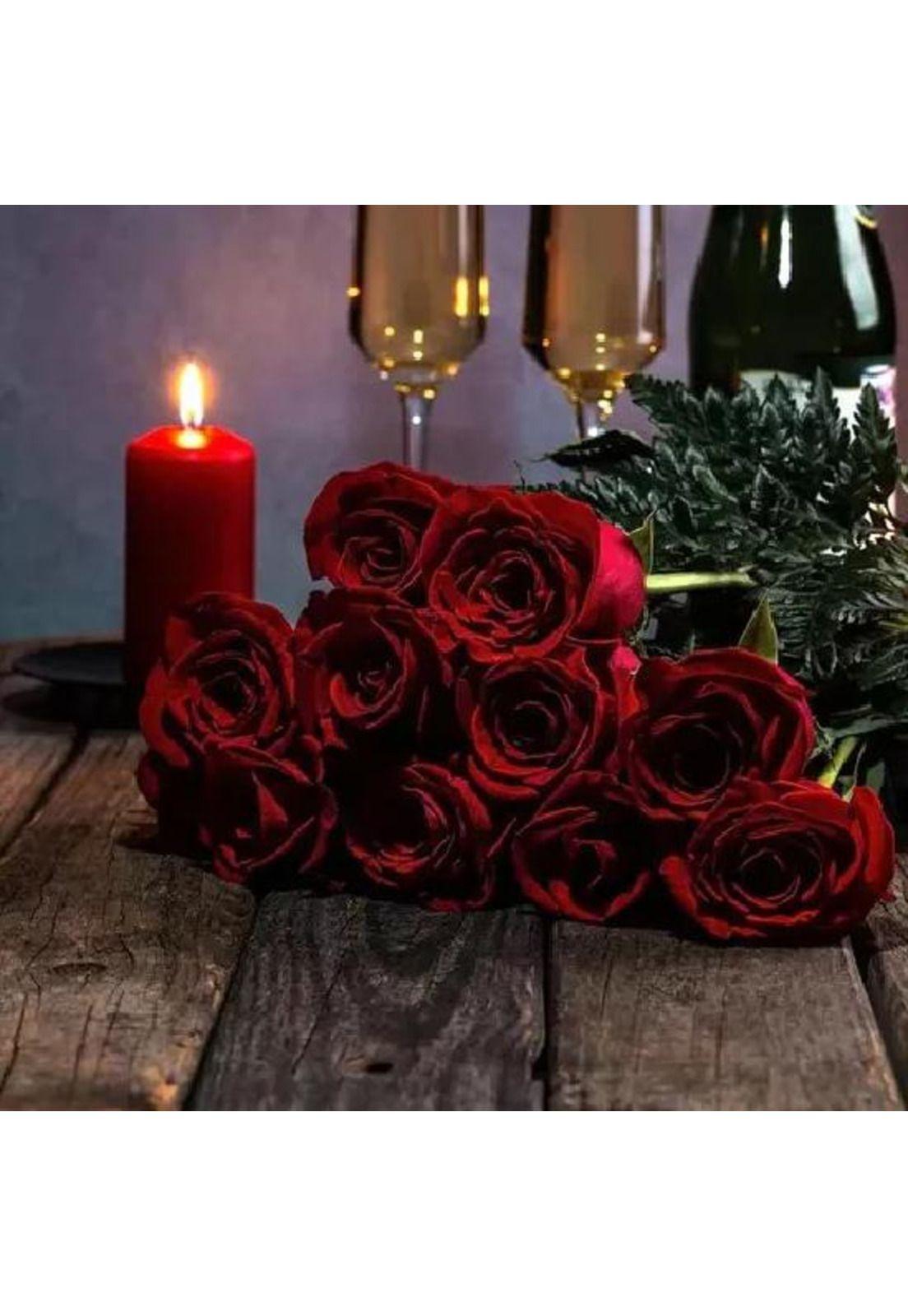 Pack de 12 Rosas Artificiales de Terciopelo en Color Rojo-5