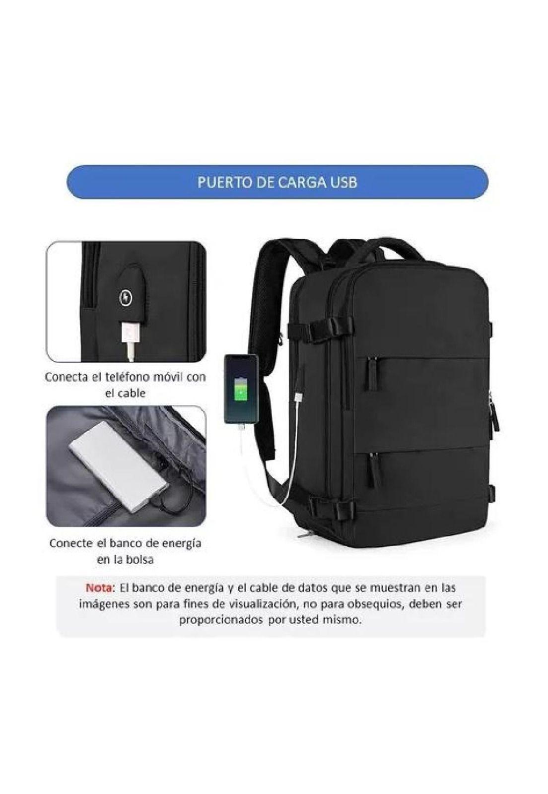 Mochila de Viaje para Cabina de Avión - Impermeable con USB - Color Celeste-6