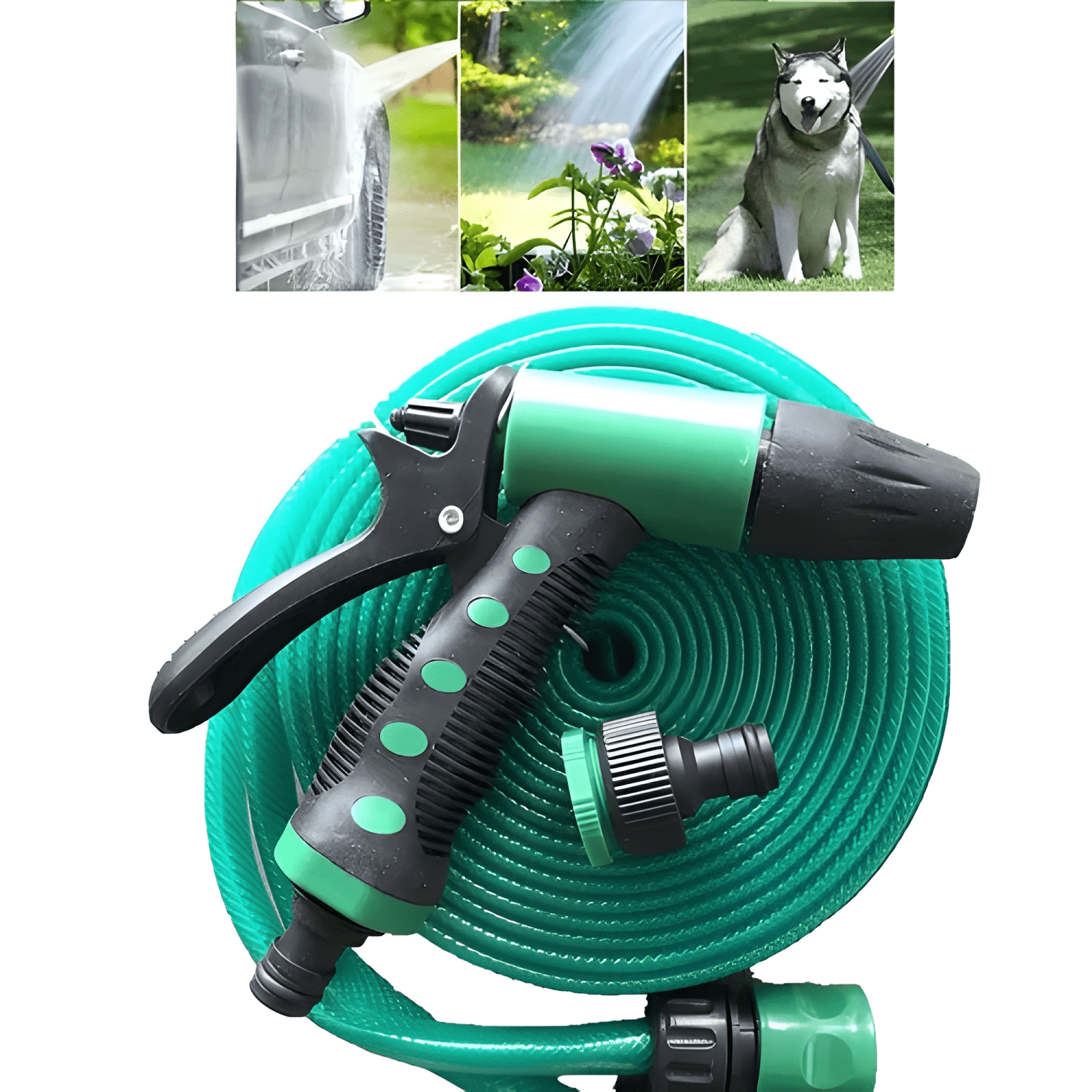 Manguera flexible 12mm pulgada rollo 30 mts pistola acoples-0
