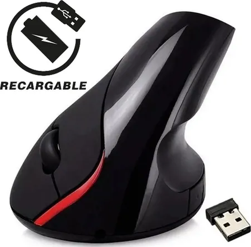 Mouse vertical inalámbrico ergonómico recargable negro-0