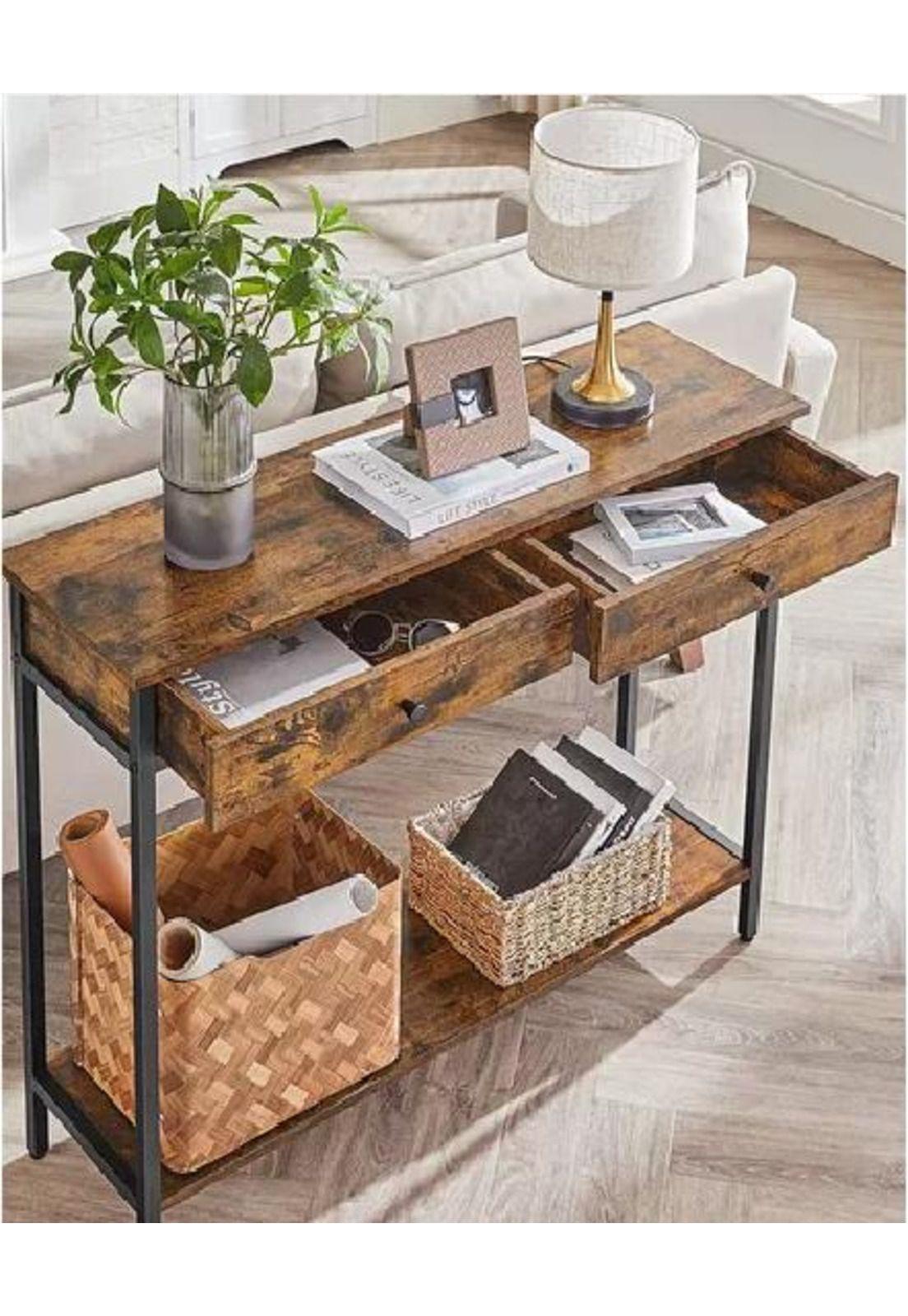 Mueble recibidor arrimo 2 cajonera Bristol, estilo industrial-2