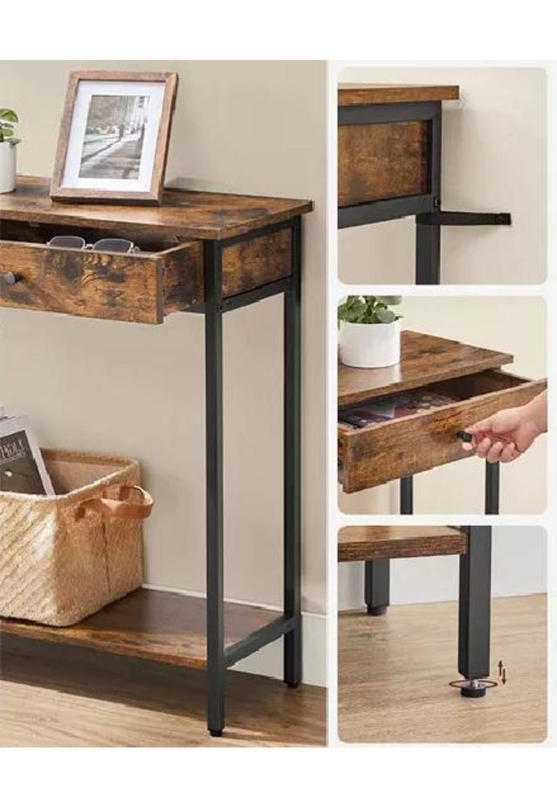 Mueble recibidor arrimo 2 cajonera Bristol, estilo industrial-3