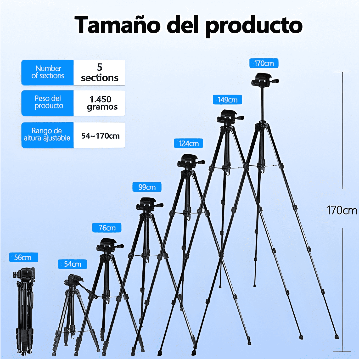 Trípode Profesional Para Cámara, Celular, Video 1.7m-3