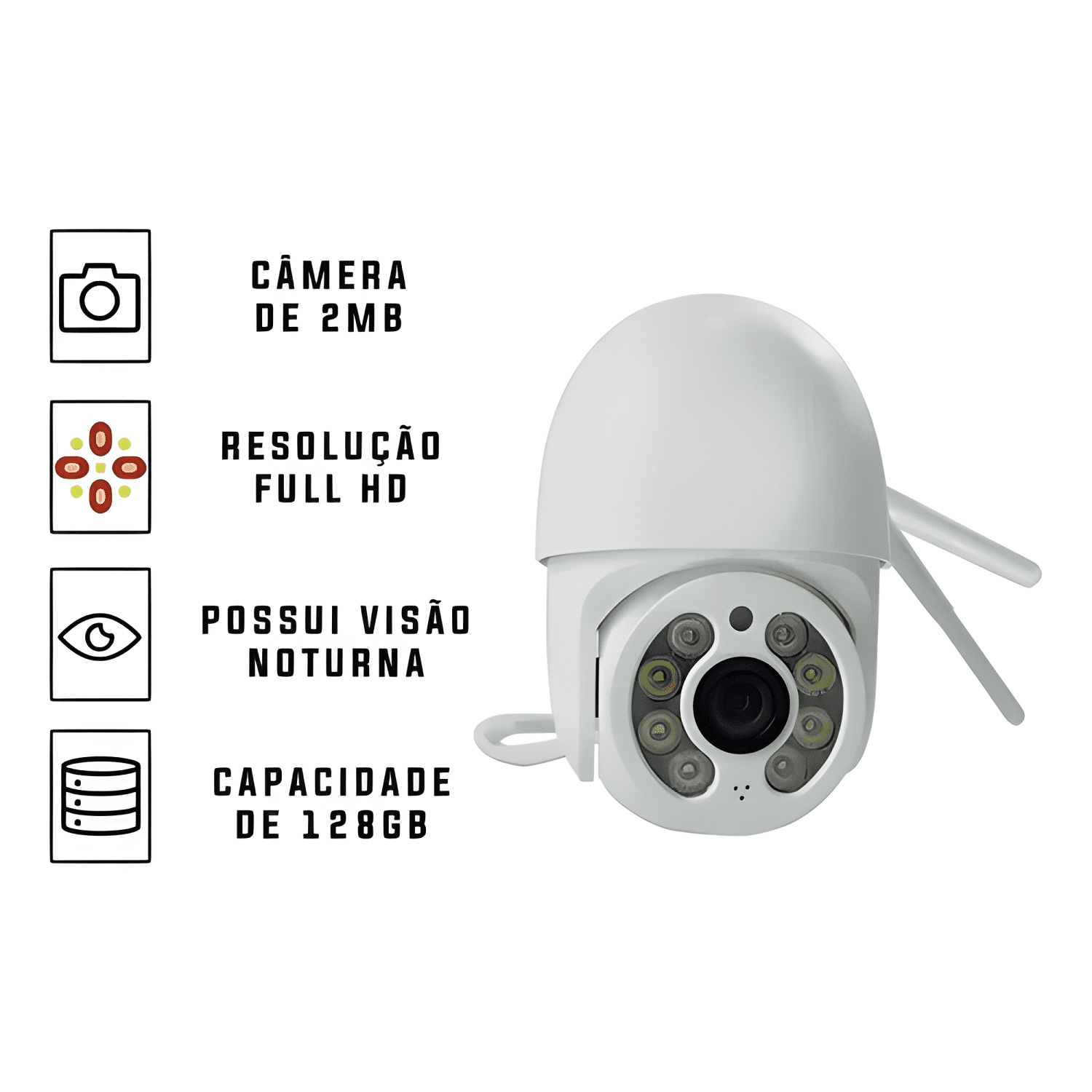 Cámara de Seguridad Hd Impermeable Wifi Outdoor Blanco-3