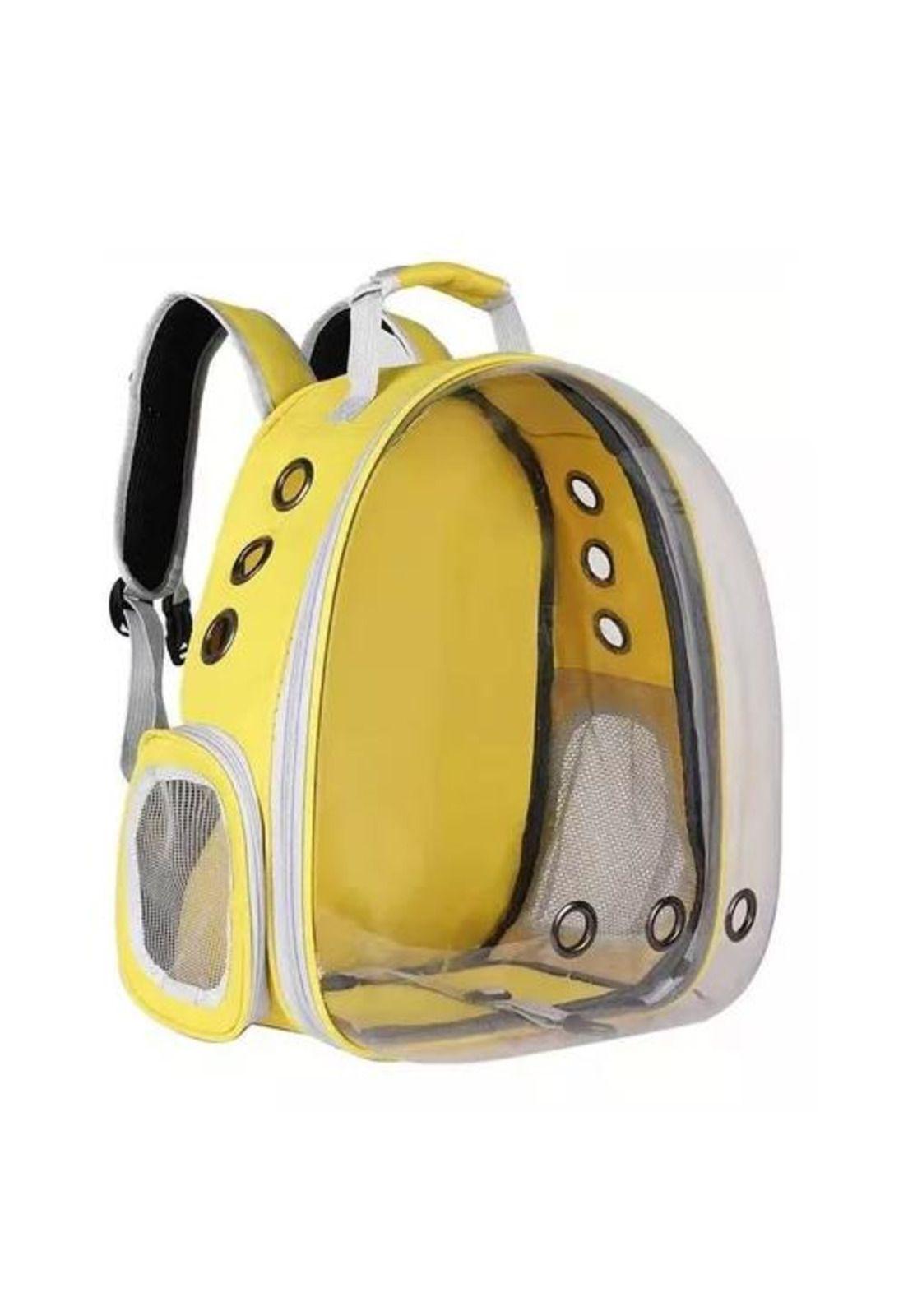 Bolsa de viaje para gatos mochila transparente mascotas amarilla-0