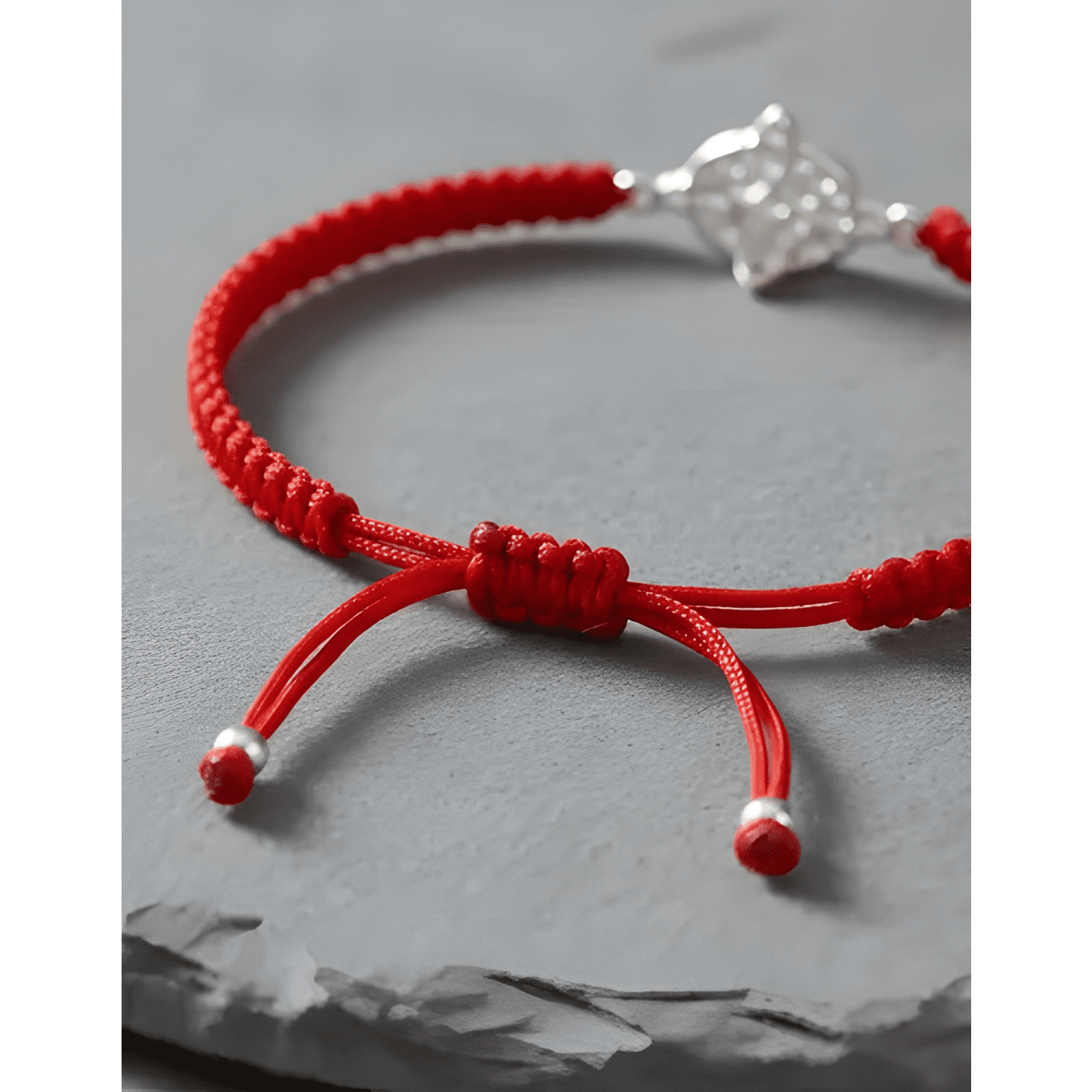 Pulsera hilo nudo de brujas y luna plata 925 protección Rojo-3