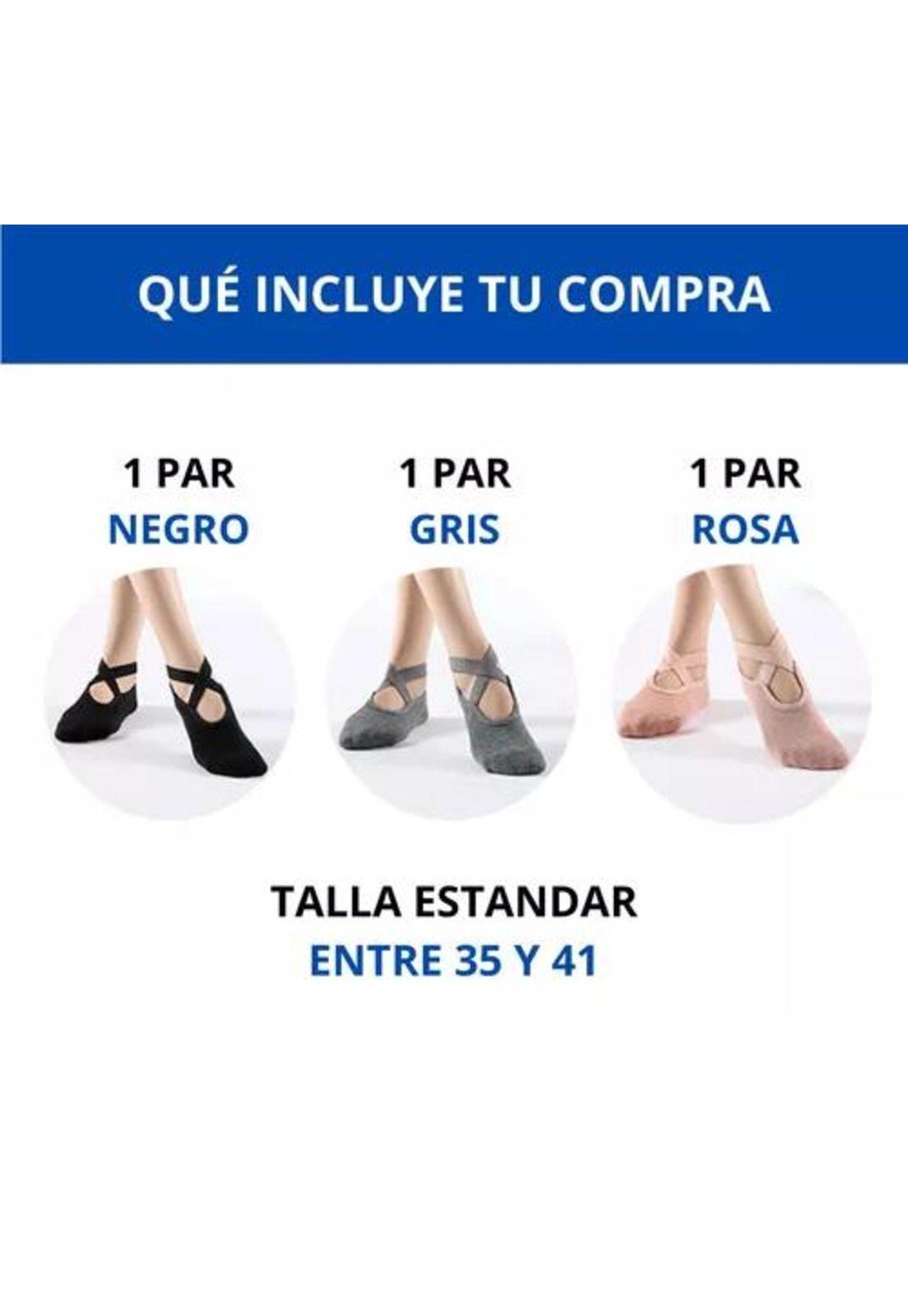 Calcetines antideslizantes para yoga y pilates, set de 3 pares, colores bordó, negro y gris, T 41-5