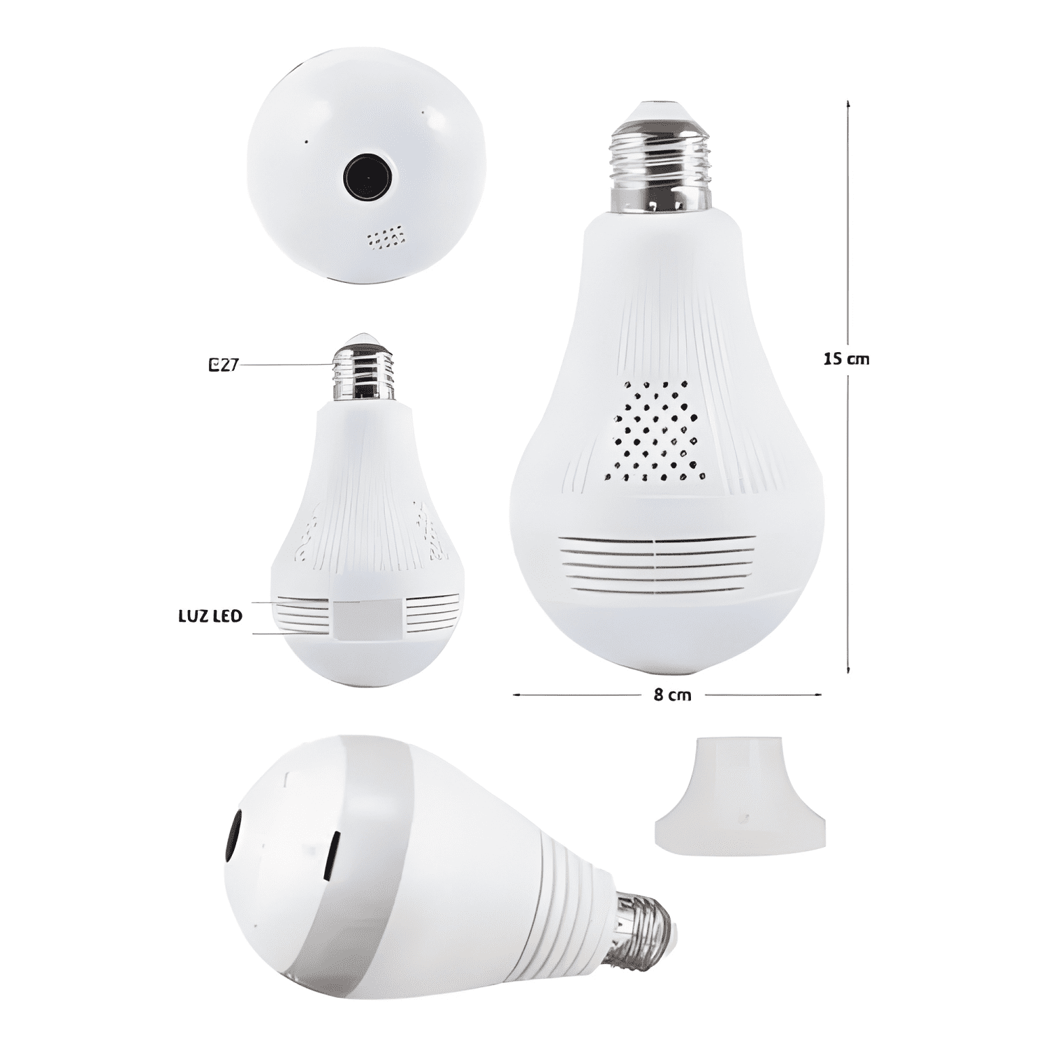 Cámara de Seguridad Ampolleta Ip 360º Wifi Hd Vigilancia-2