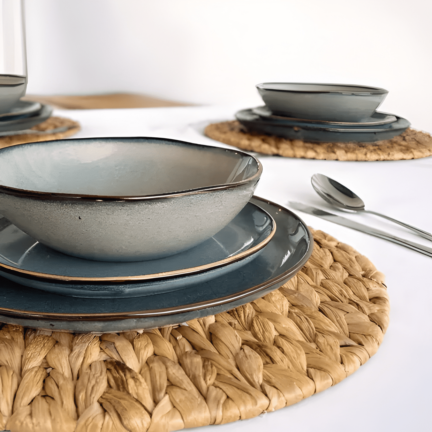 Set vajilla 18 piezas cerámica línea rustica Azul-2