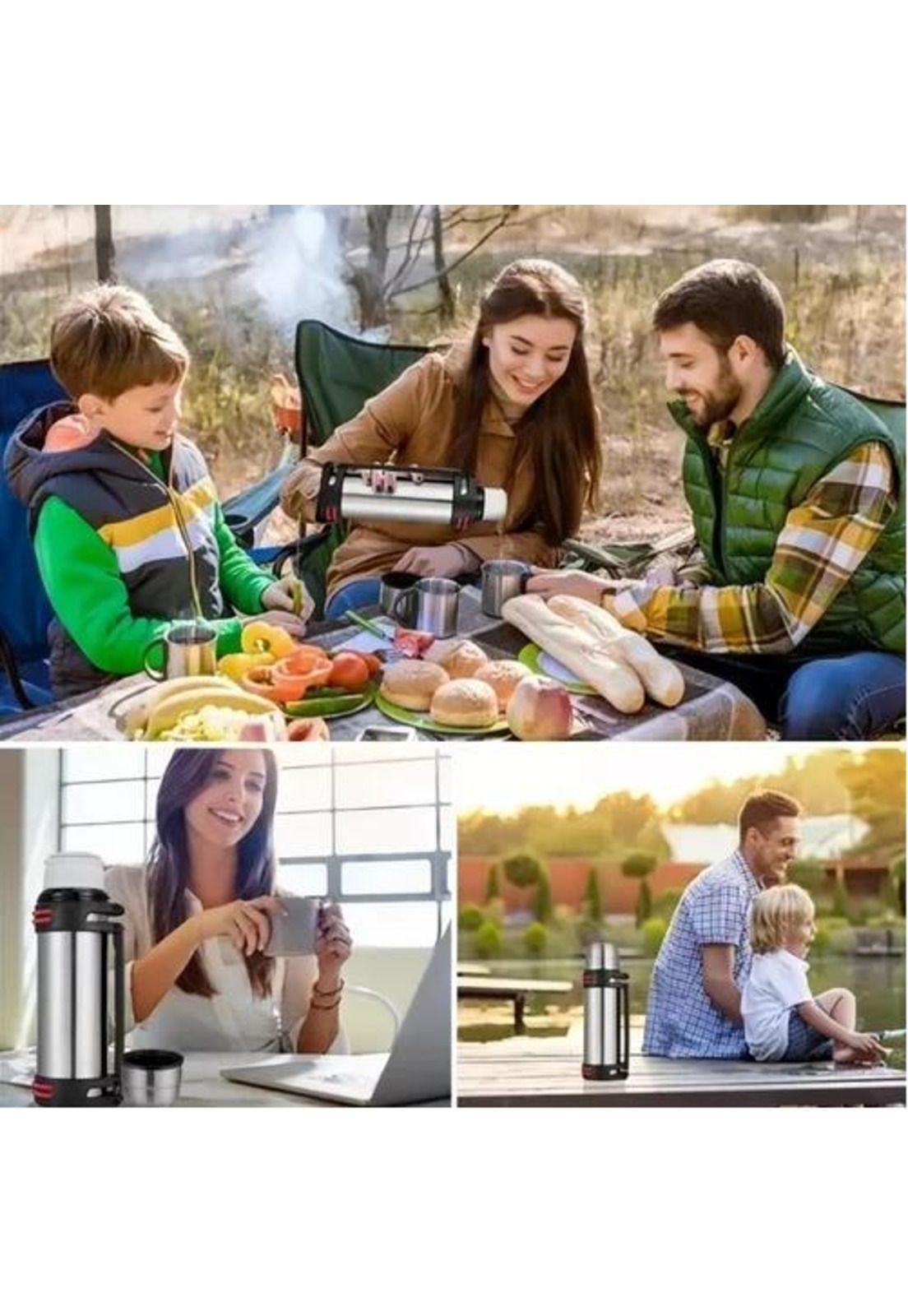 Termo de Acero Inoxidable - 2 Litros, Color Plateado-4