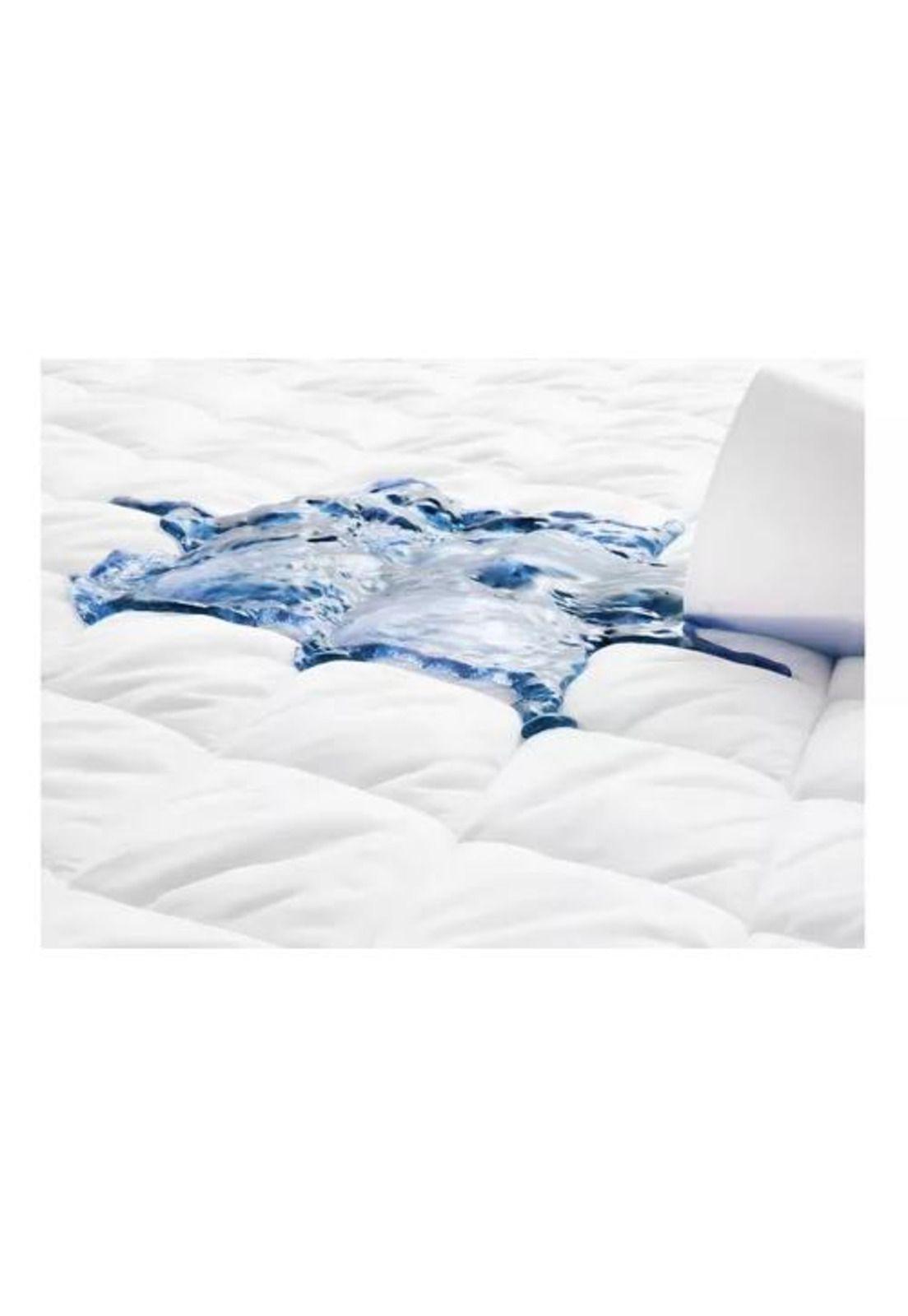 Cubre colchón 2 plazas acolchado + 2 fundas para almohada, color blanco-2