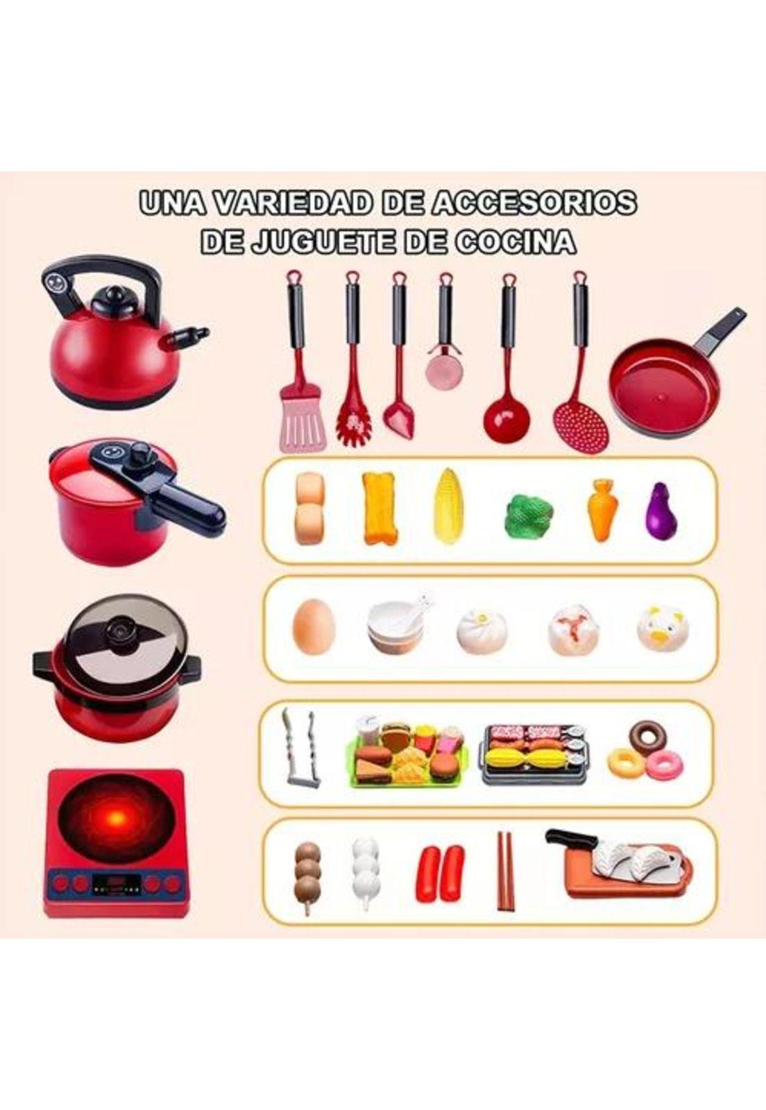 61 juguetes de cocina para niños, utensilios, cocina y alimentos multicolor-2