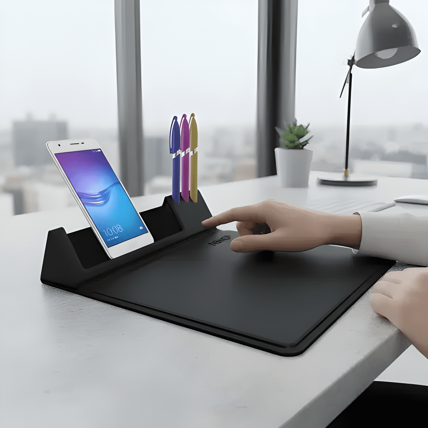 Mouse Pad Soporte Celular Lapicero Cuero Pu Newo Nw-mps01-3