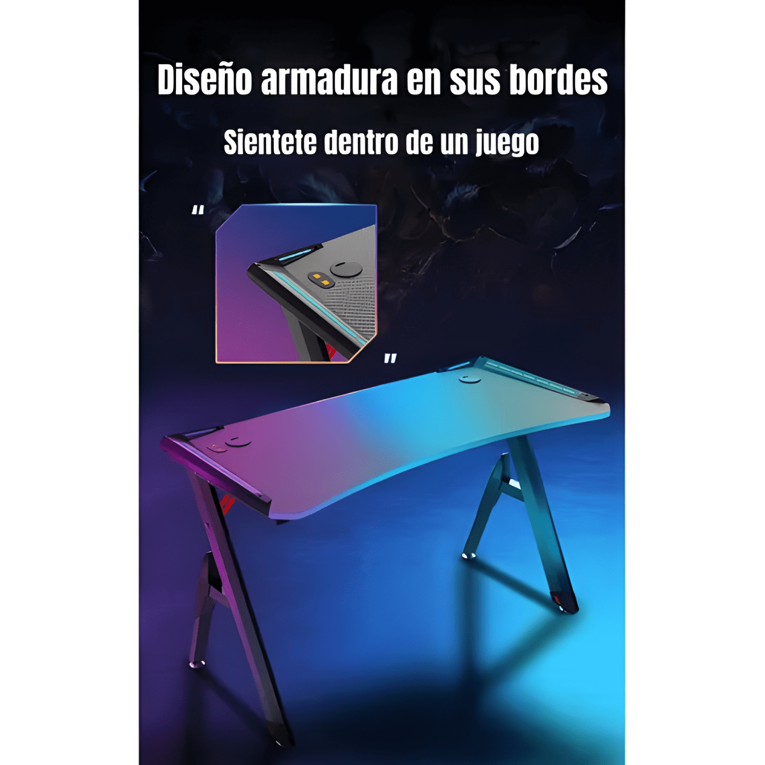 Escritorio gamer con luces 120x60x73cm Negro #2-3