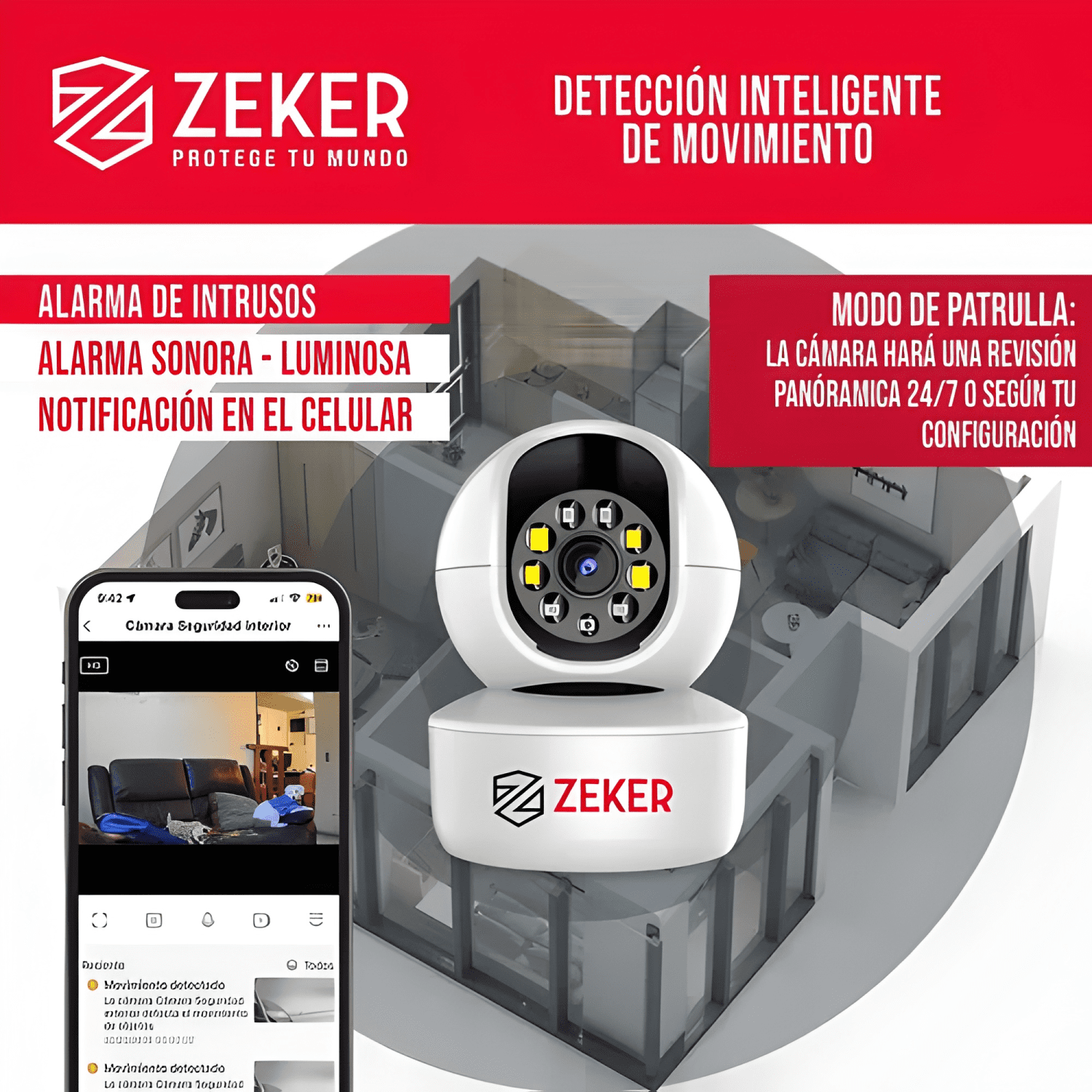 Pack X2 Cámara de Seguridad Interior Wifi Ip Zeker Lite Lite-2
