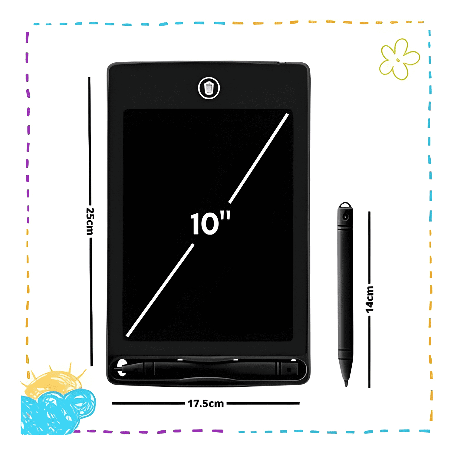 Pizarra mágica infantil LCD writing tablet 10 Negro-3
