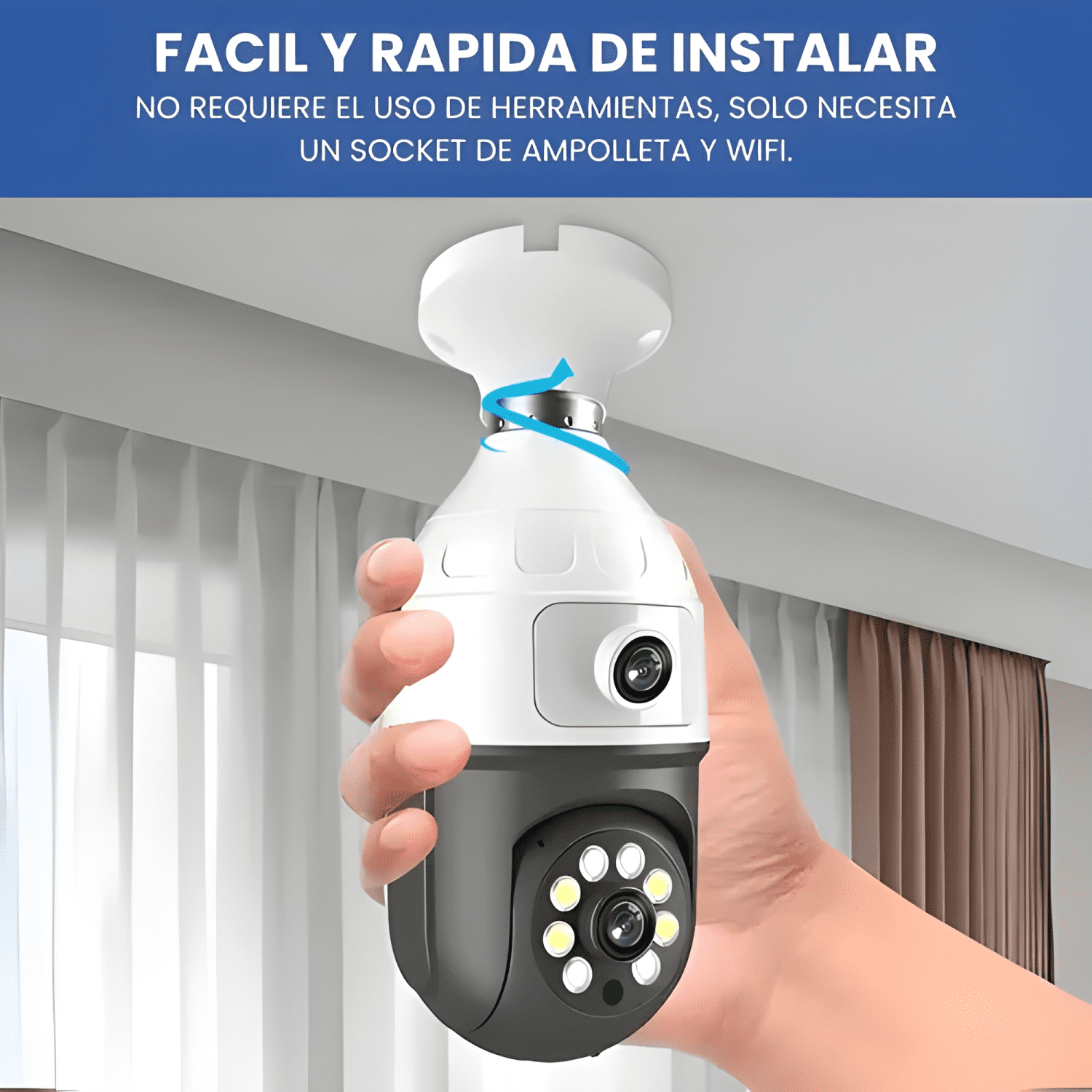 Camara Seguridad Wifi Doble Lente Vision Nocturna 2mp Blanco-4