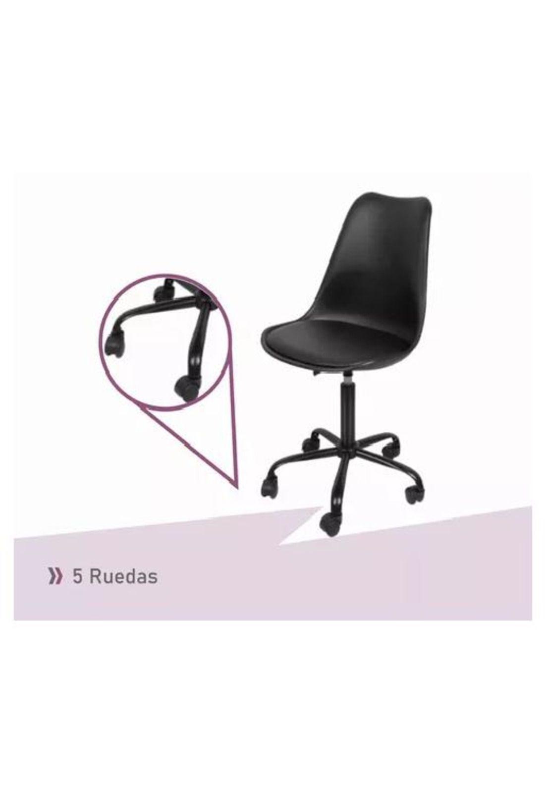 Silla de oficina Big Room Eames con ruedas minimalista color negro-2