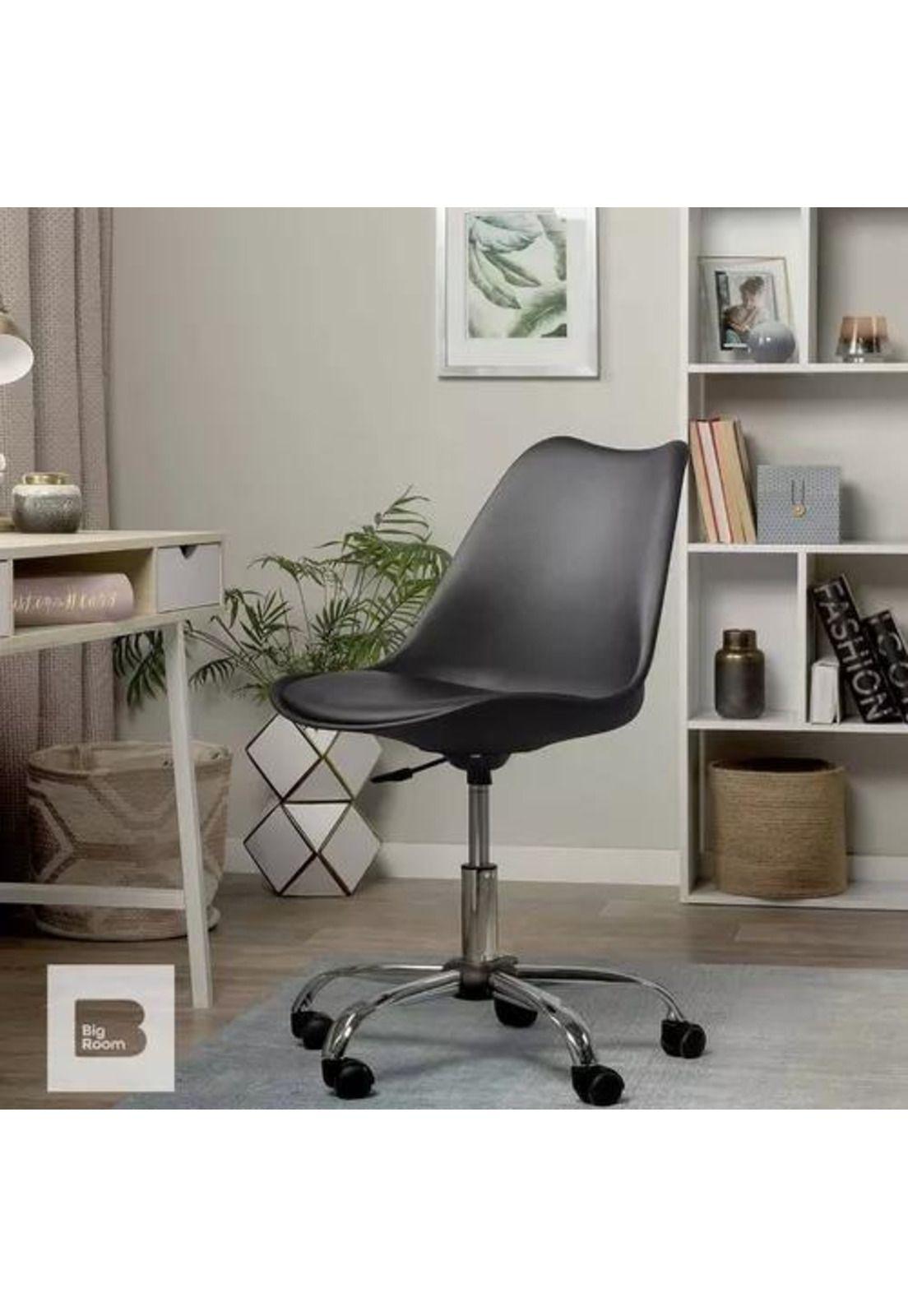Silla de oficina Big Room Eames con ruedas minimalista color negro-3