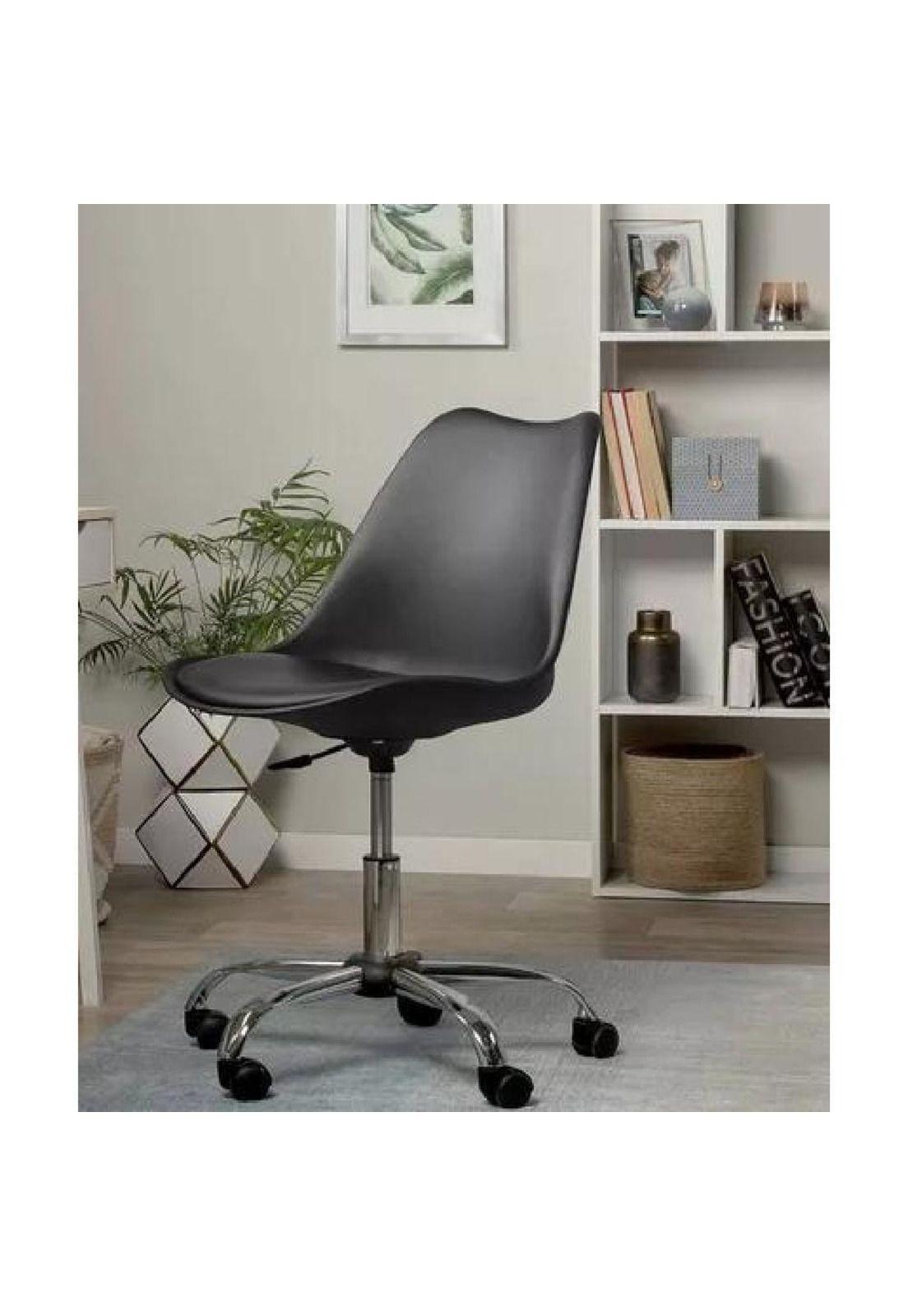 Silla de oficina Big Room Eames con ruedas minimalista color negro-4