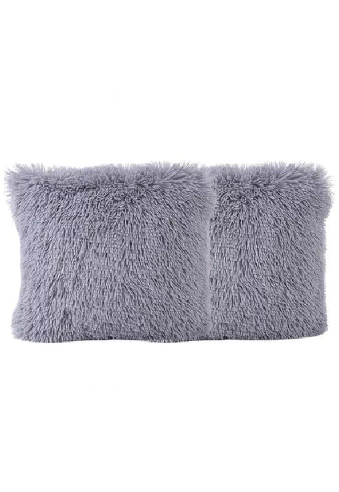 Pack 2 funda peluda decorativa color gris-1