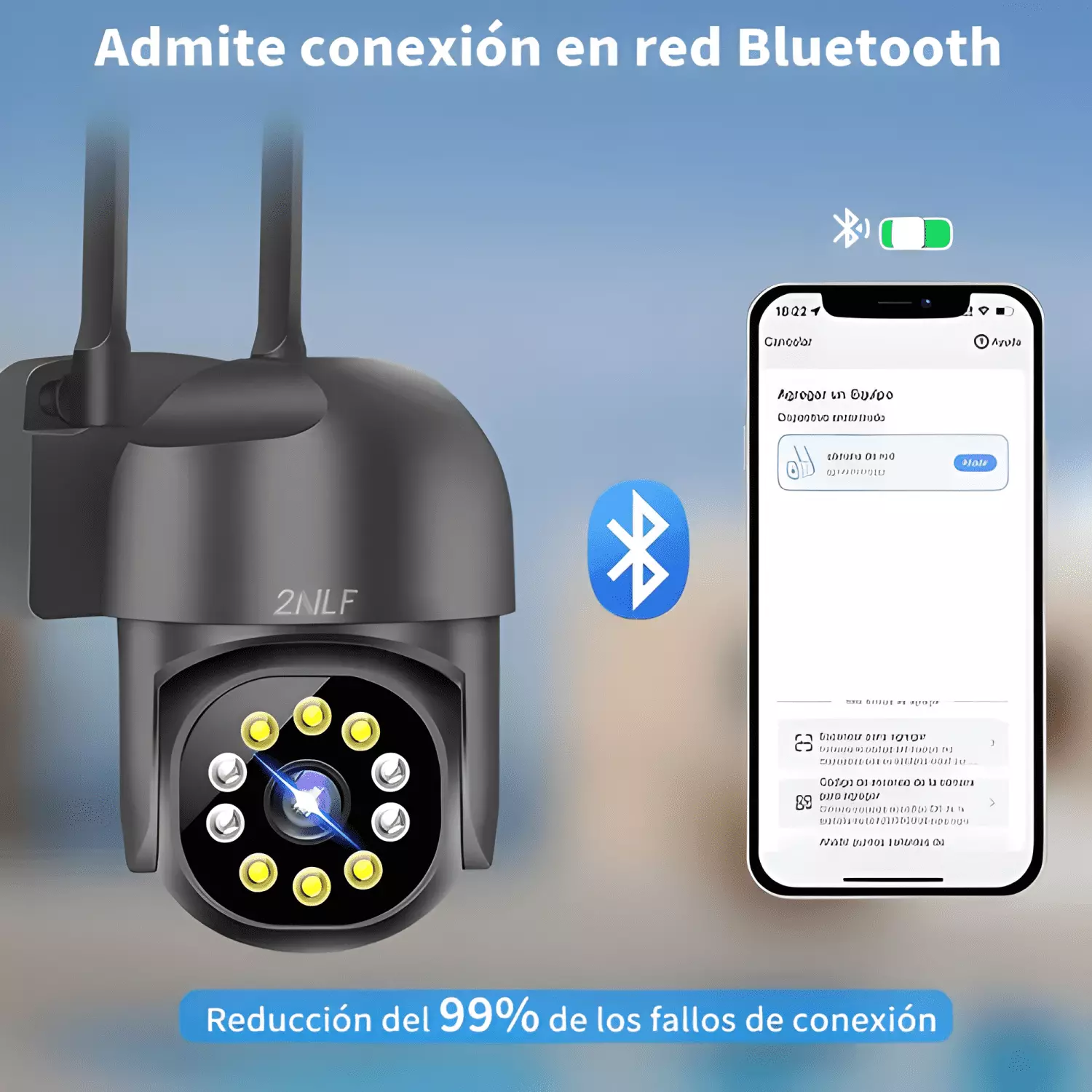2nlf Cámara de Seguridad Exterior Wifi Ip 360° 1080p con Plu-3