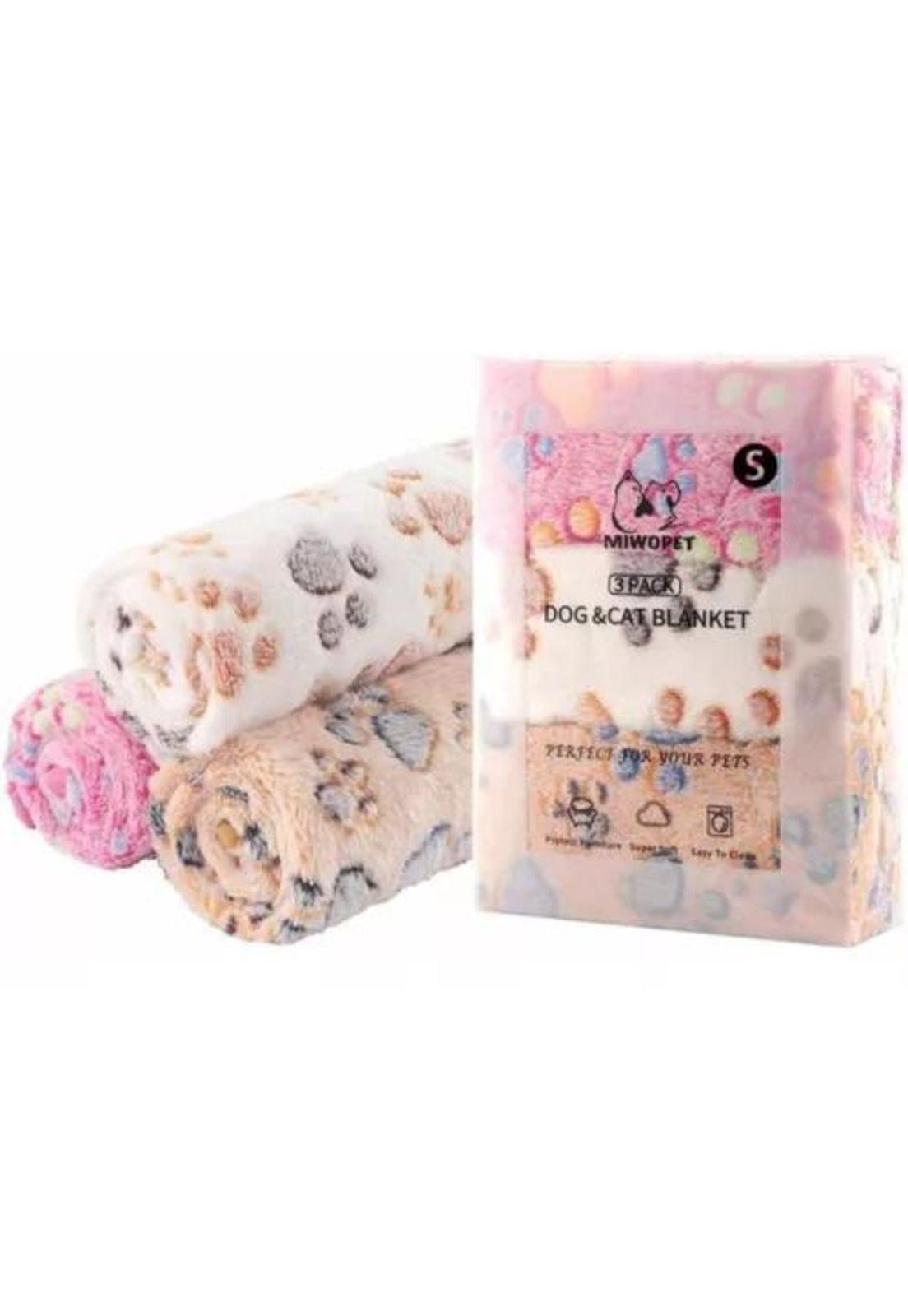 Pack de 3 mantas cálidas para mascotas 60x60 rosa-4