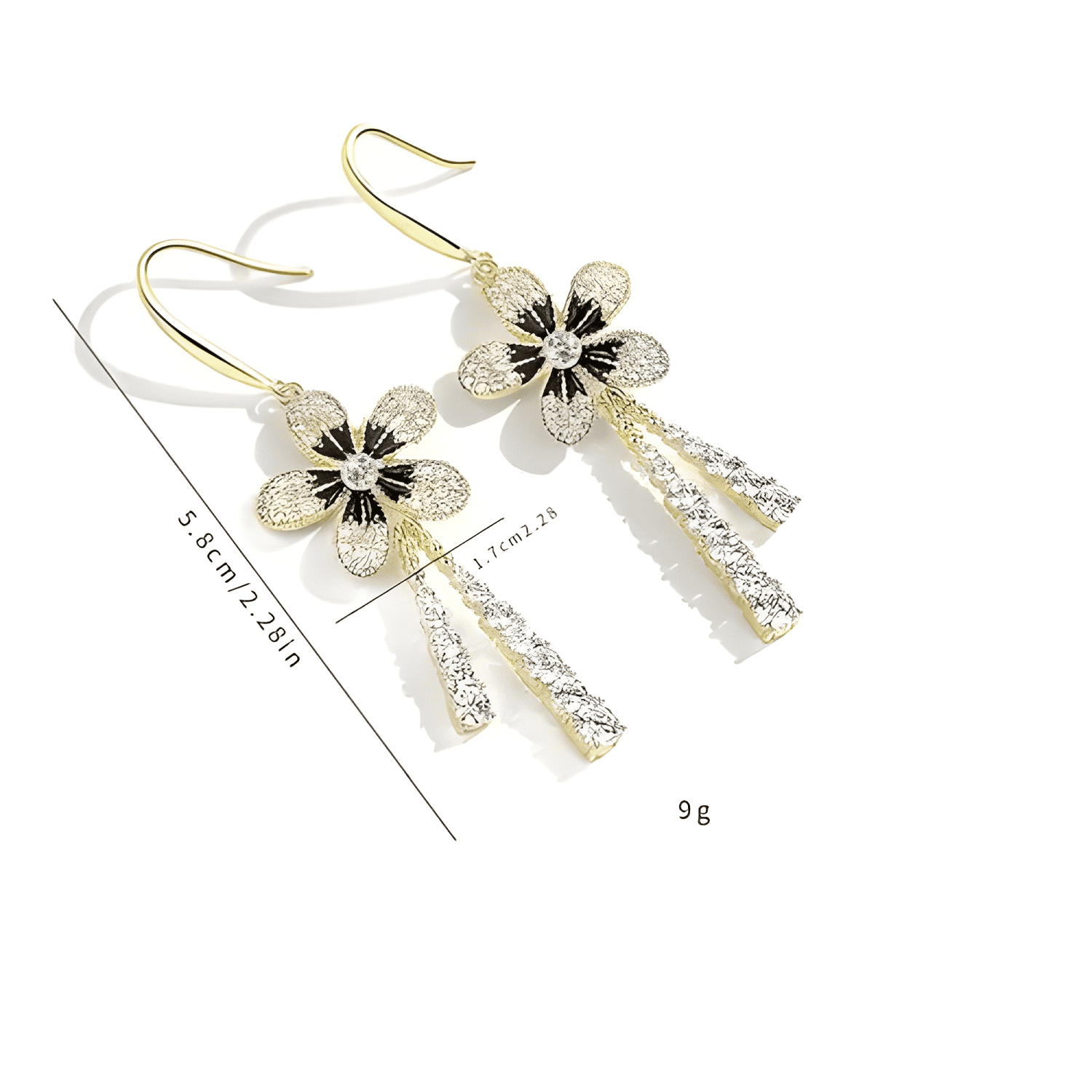 Aros Flores Brillos Corean Mujer Cute Colgante Dorado Dorado-1