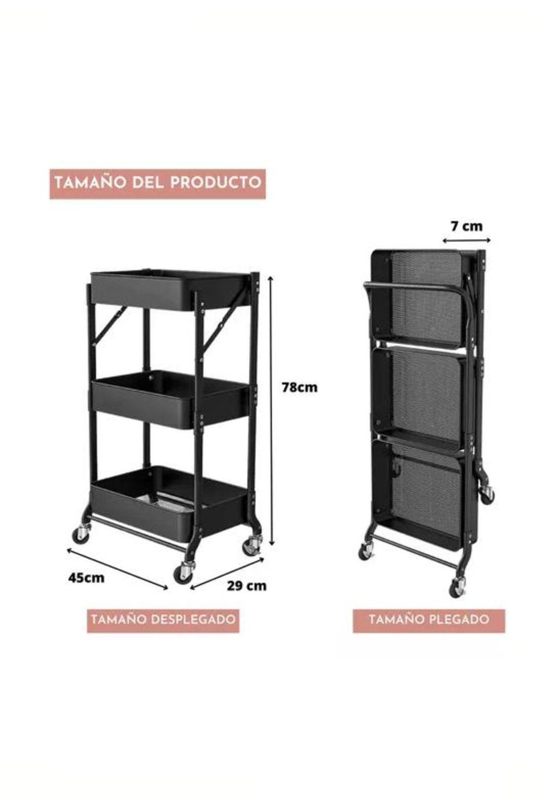 Organizador Carro Plegable Multiuso 3 Niveles Negro-2