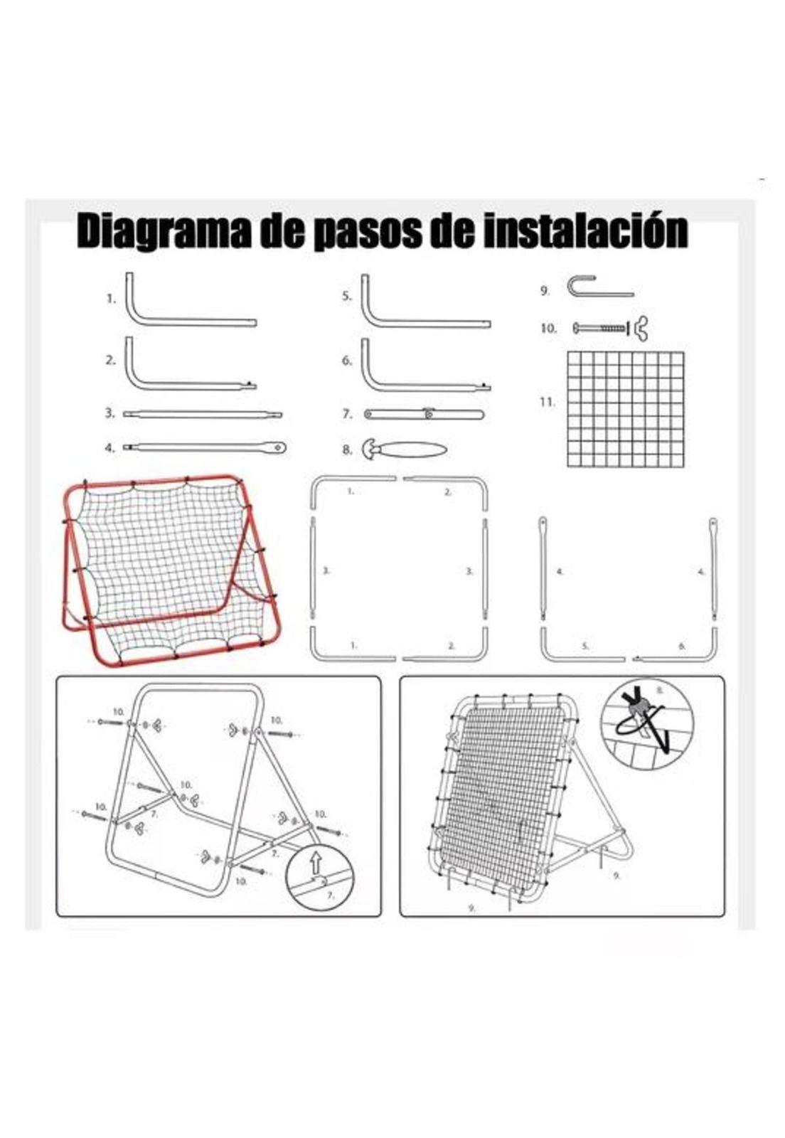 Red de rebote portátil para entrenamiento de porterías 100 cm rojo-2