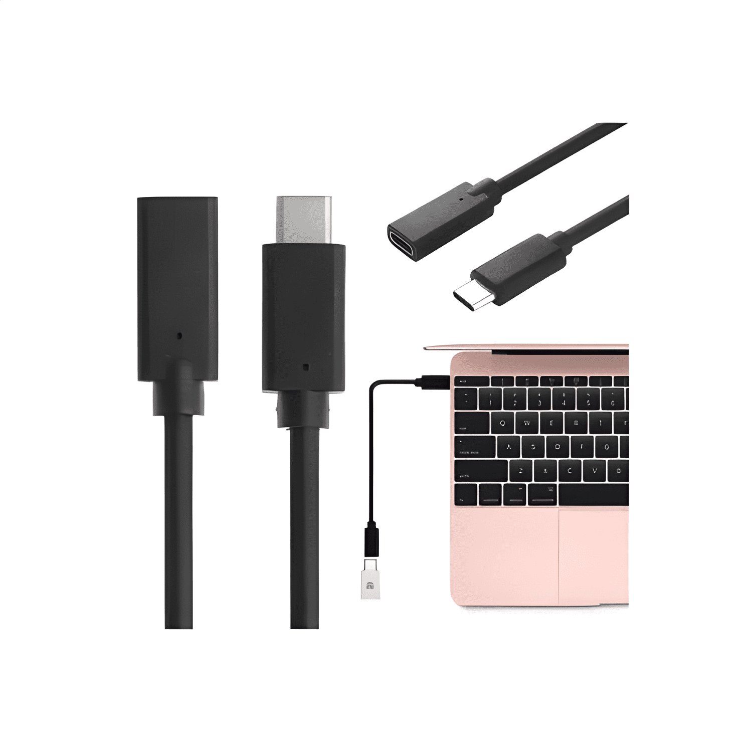 Cable alargador USB tipo c macho a USB tipo c hembra 1 metro-2