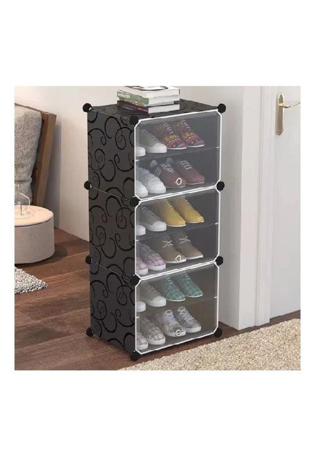 Zapatero organizador armable combinación libre 6n negro-0