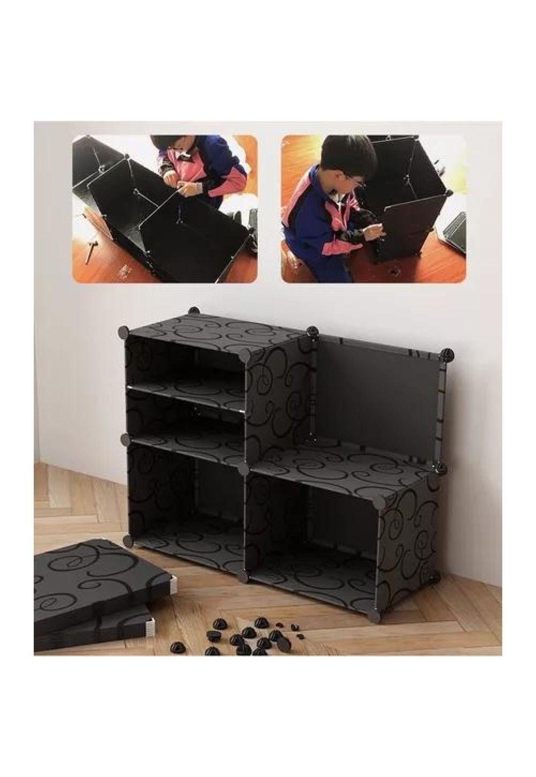 Zapatero organizador armable combinación libre 6n negro-2