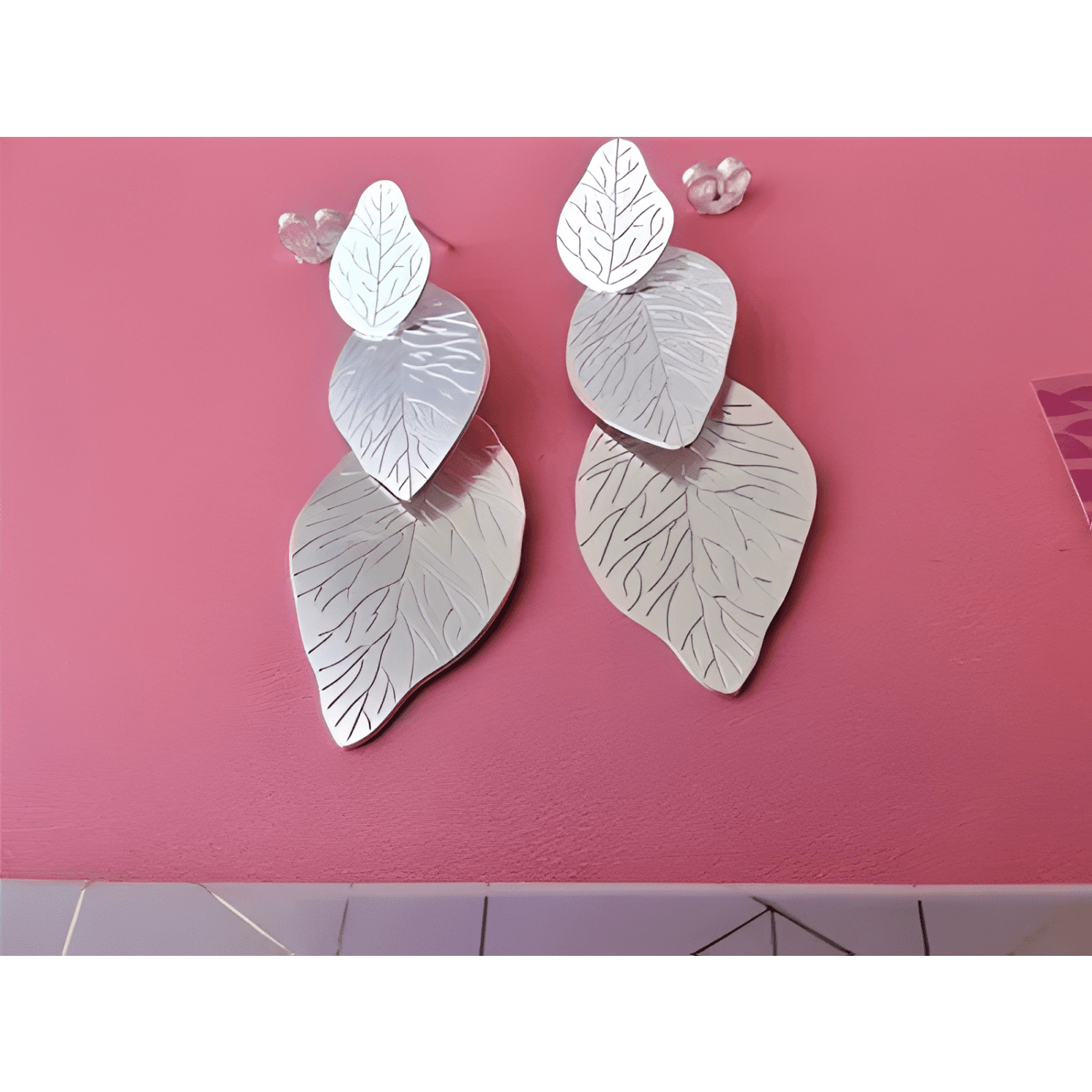 Aros De Plata Fina 925 Hojas Con Relieve Premium-1