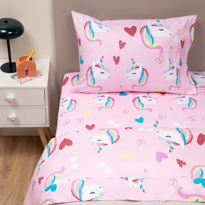 Sabanas infantiles 1.5 plaza + funda unicornio-0