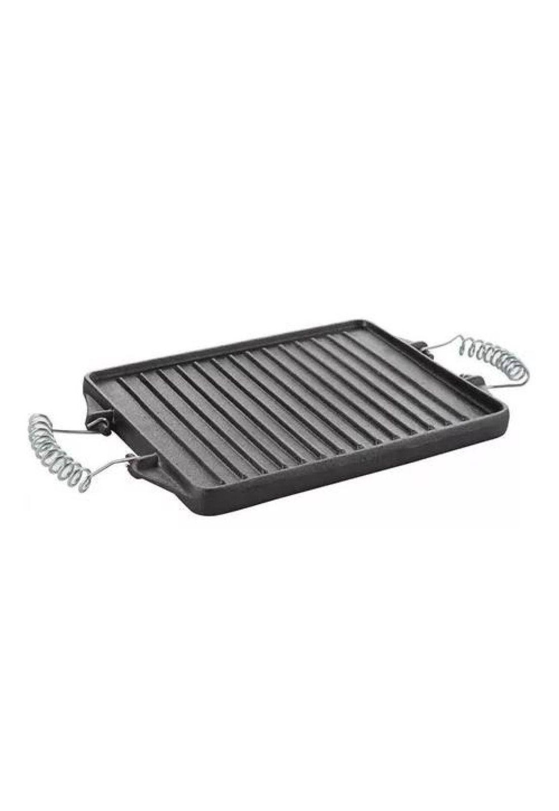 Plancha churrasquera reversible de 27x21 cm, hierro fundido-0