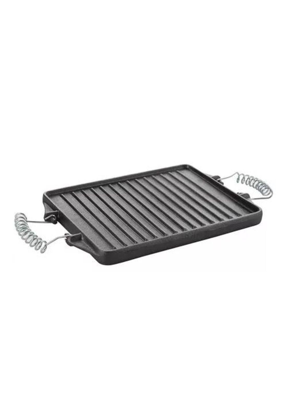 Plancha churrasquera reversible de 27x21 cm, hierro fundido-2