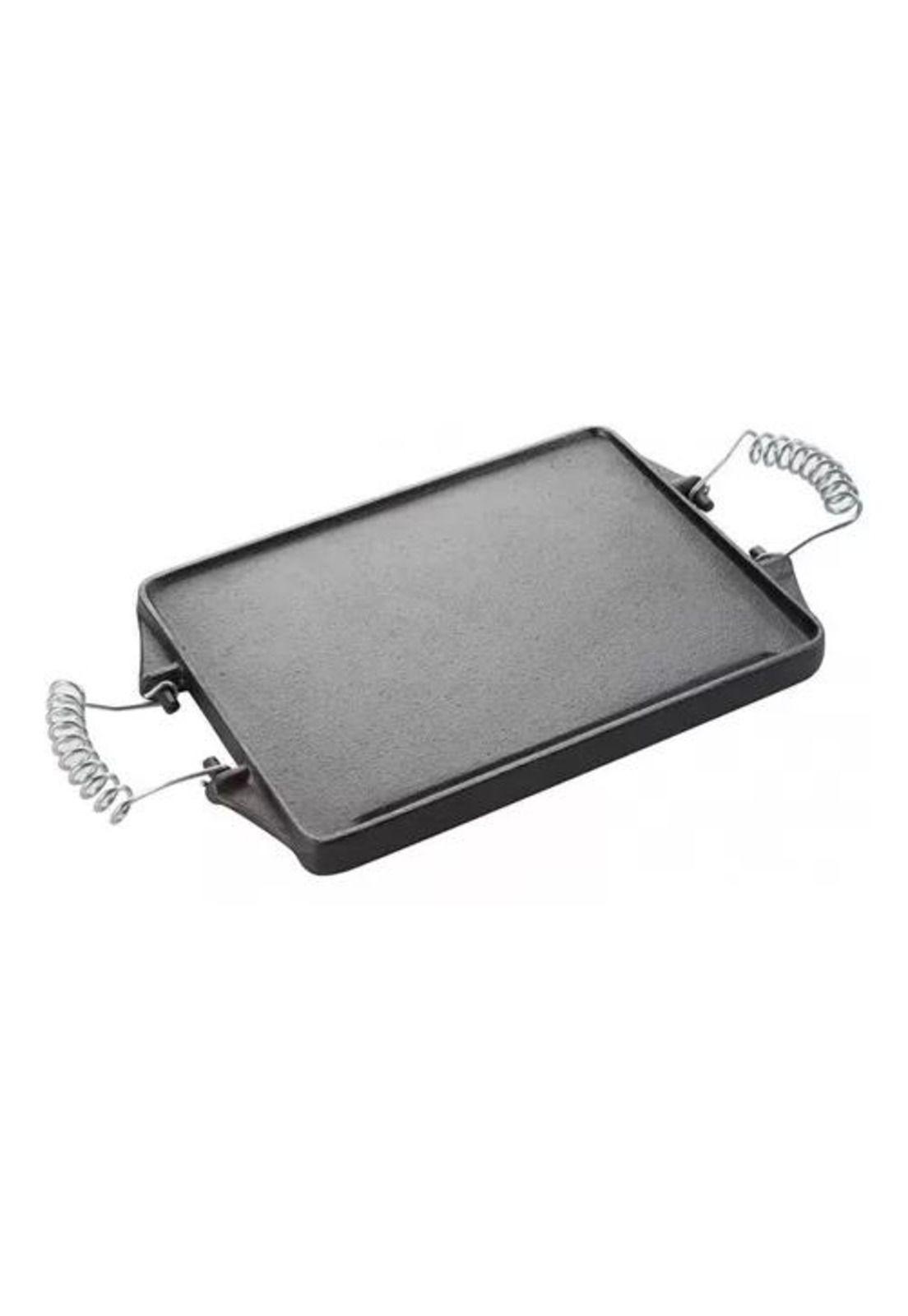 Plancha churrasquera reversible de 27x21 cm, hierro fundido-3