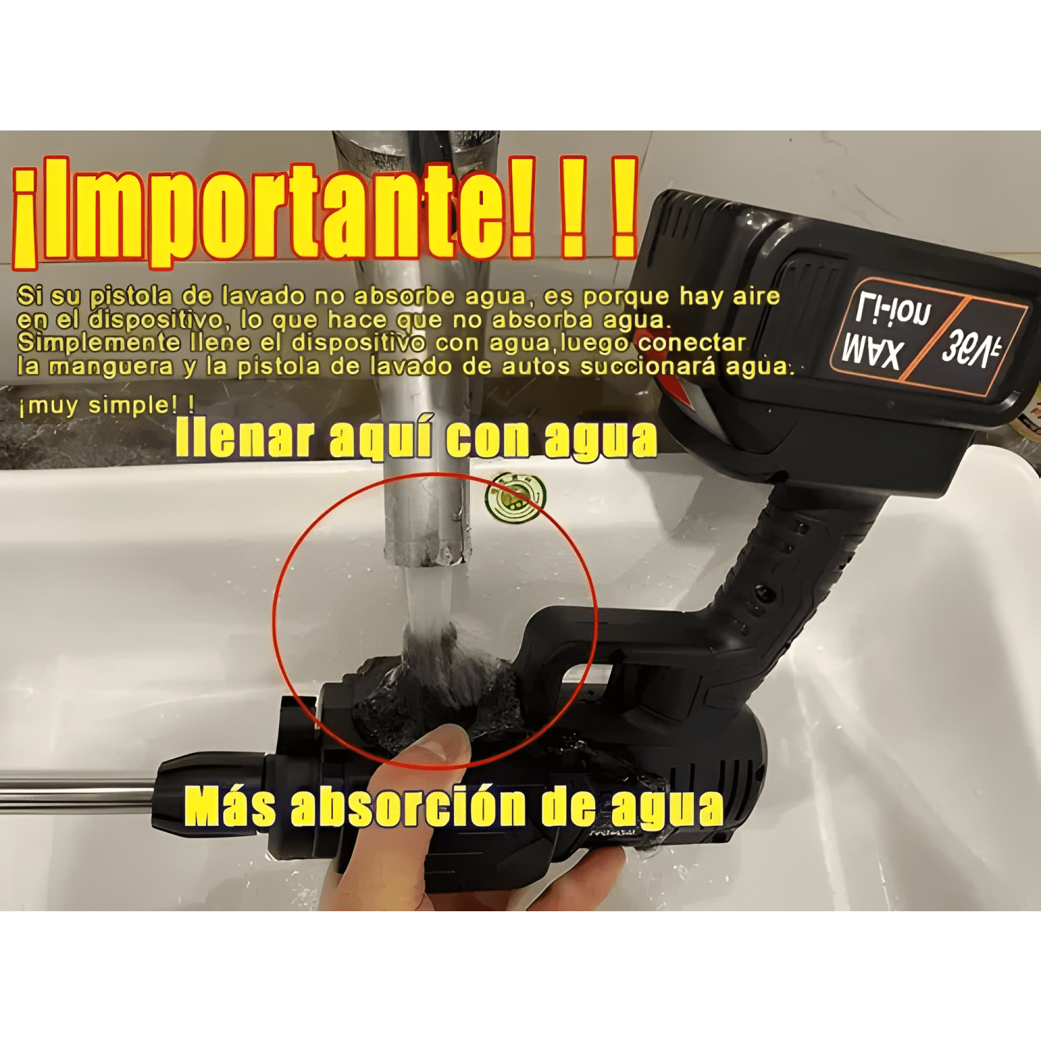 Pistola De Lavado De Coche Inalámbrico Alta Presión Pila #1-2