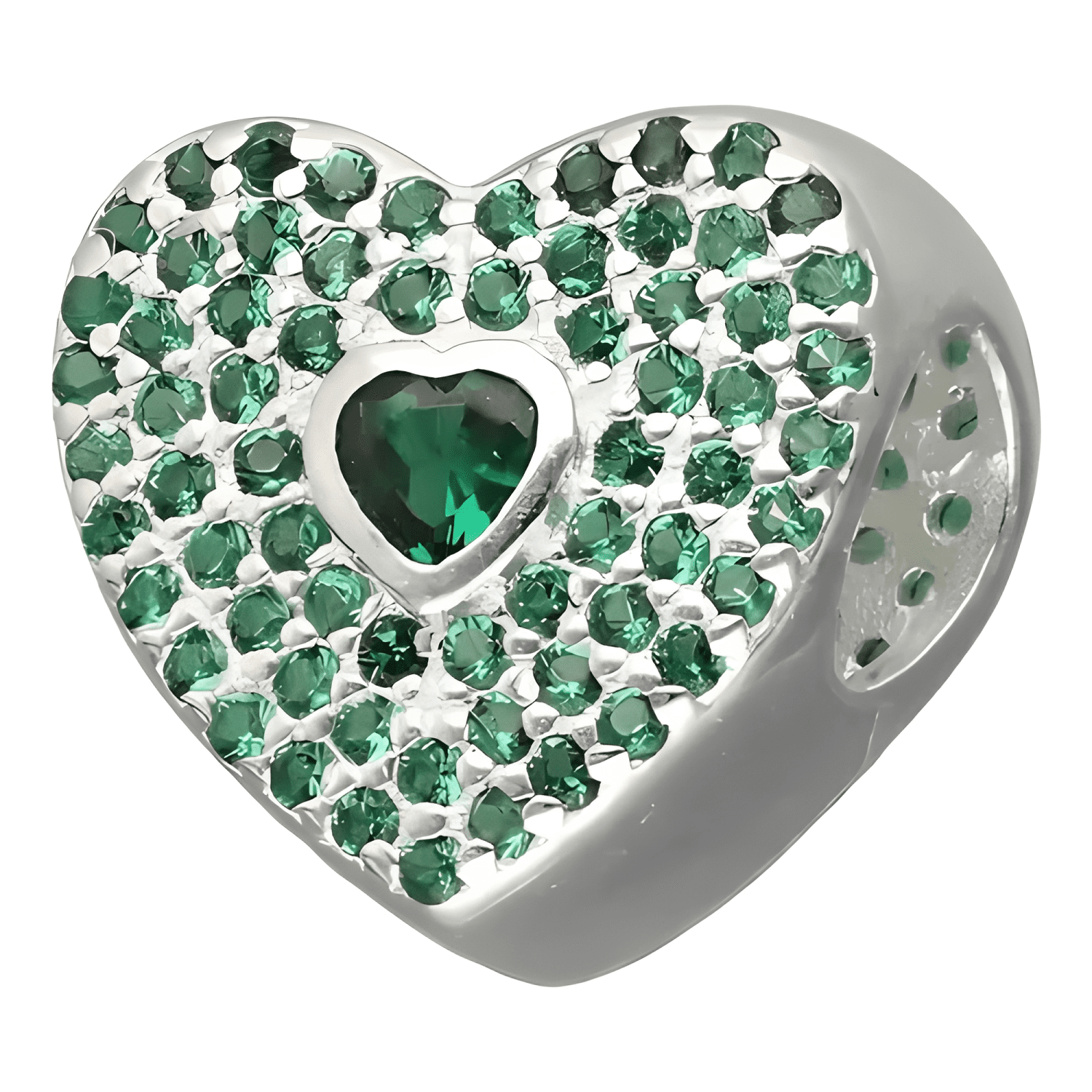 Charm plata fina 925 corazon circones esmeralda mujer-3
