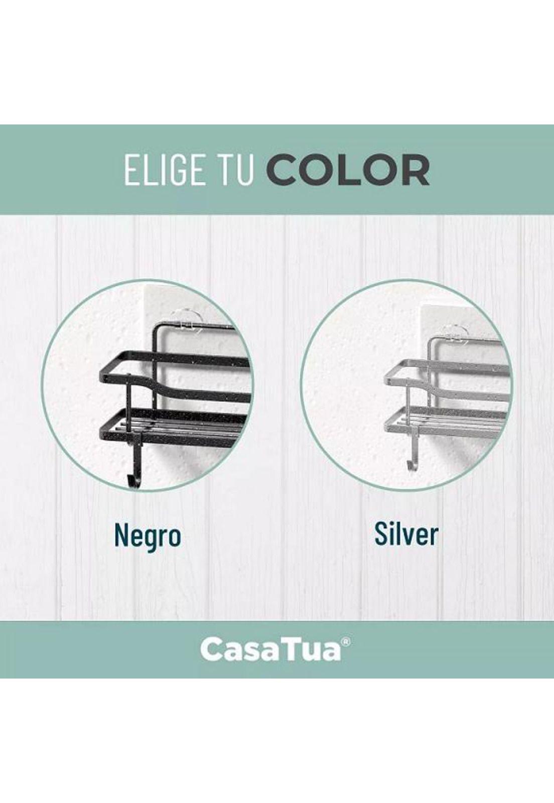 Organizador de Ducha Repisa Baño Adhesivo Set de 2 Inoxidable Negro-2