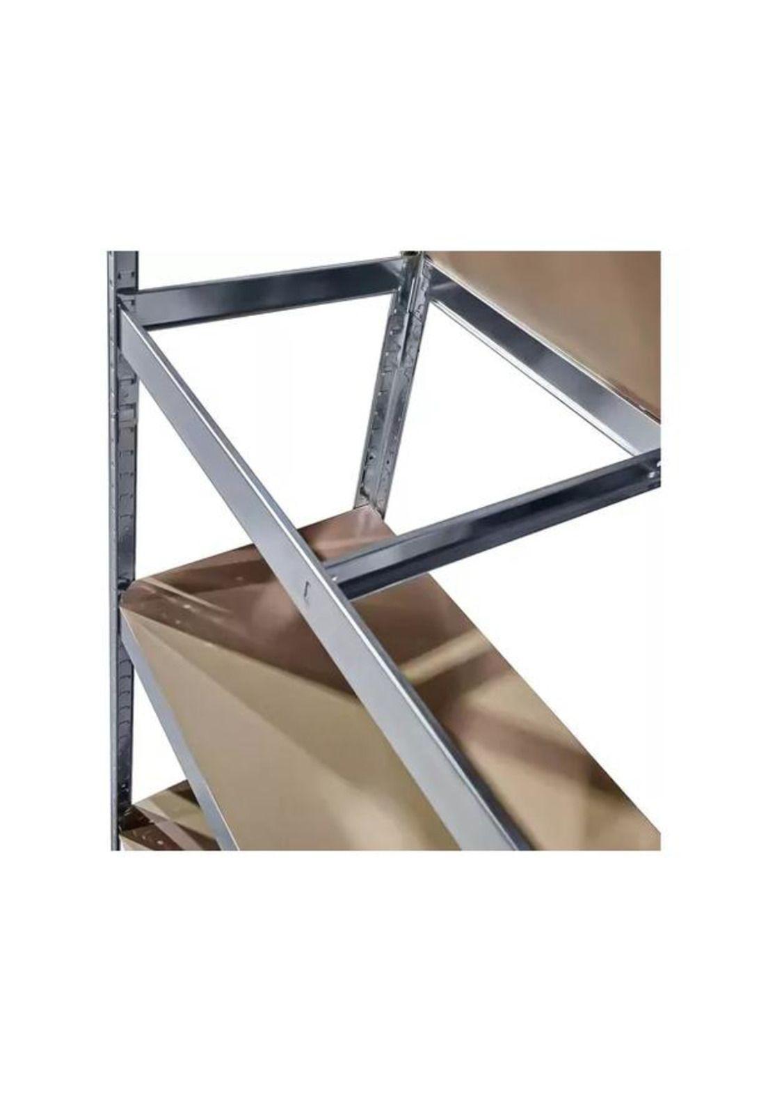 Pack 2 Estantes Metálicos Oficina 180x90x40cm Organizador Aspor Plateado 5 Niveles-3