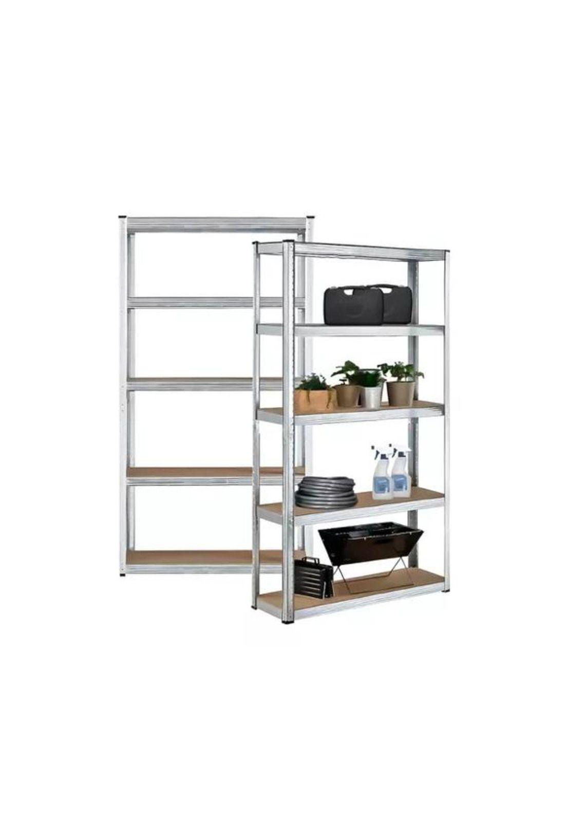 Pack 2 Estantes Metálicos Oficina 180x90x40cm Organizador Aspor Plateado 5 Niveles-5